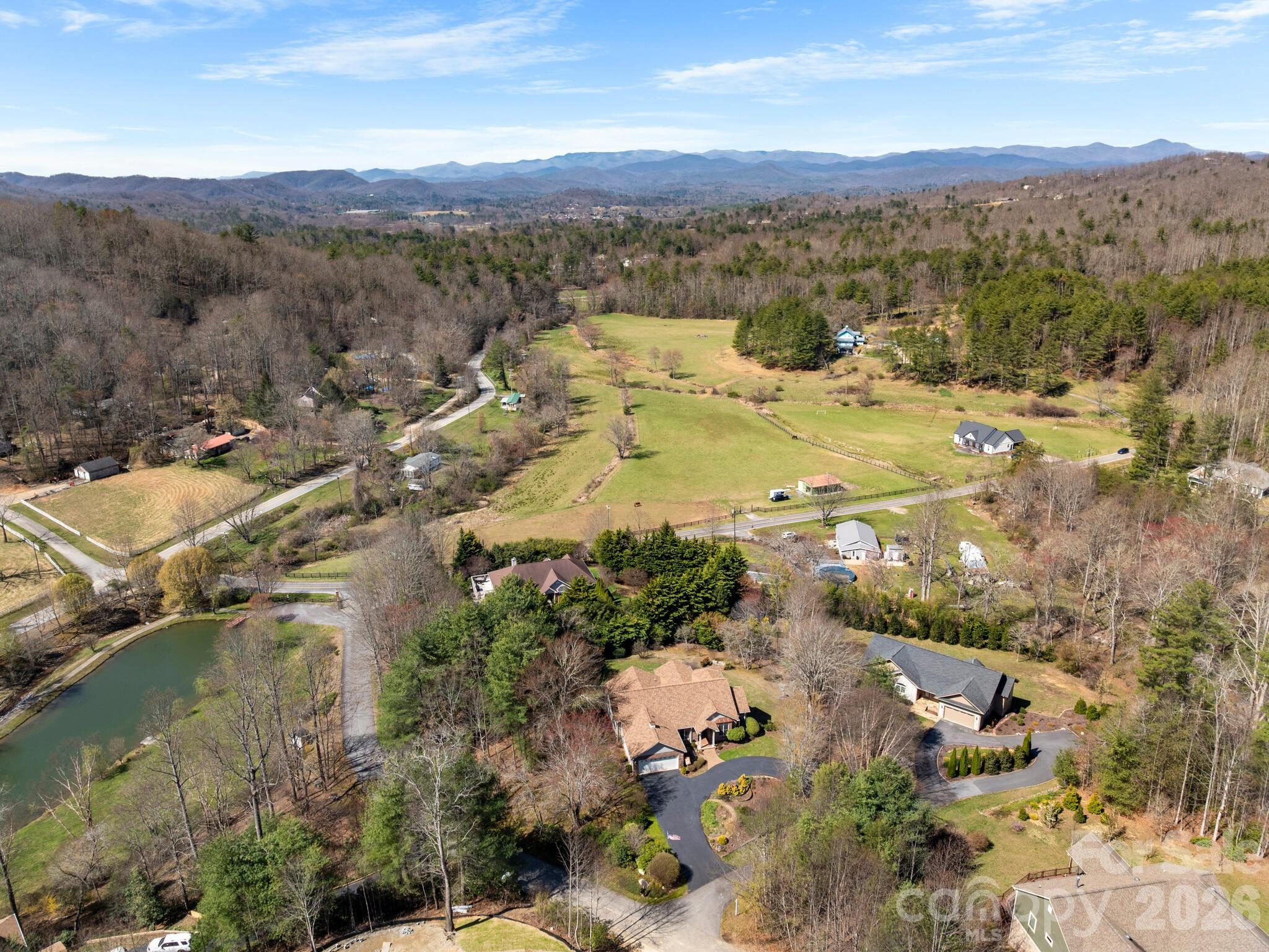 Aerial of Community Pond and Walking Trail - 17 Ashton Forest Court, Hendersonville