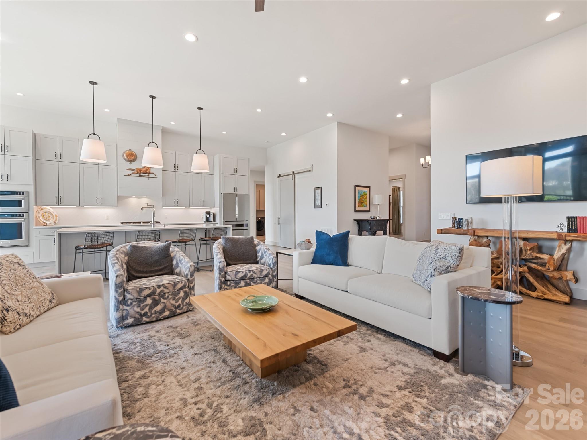 Living Room with view 2 toward Gourmet Kitchen - 717 Daniel Circle Drive, Mills River