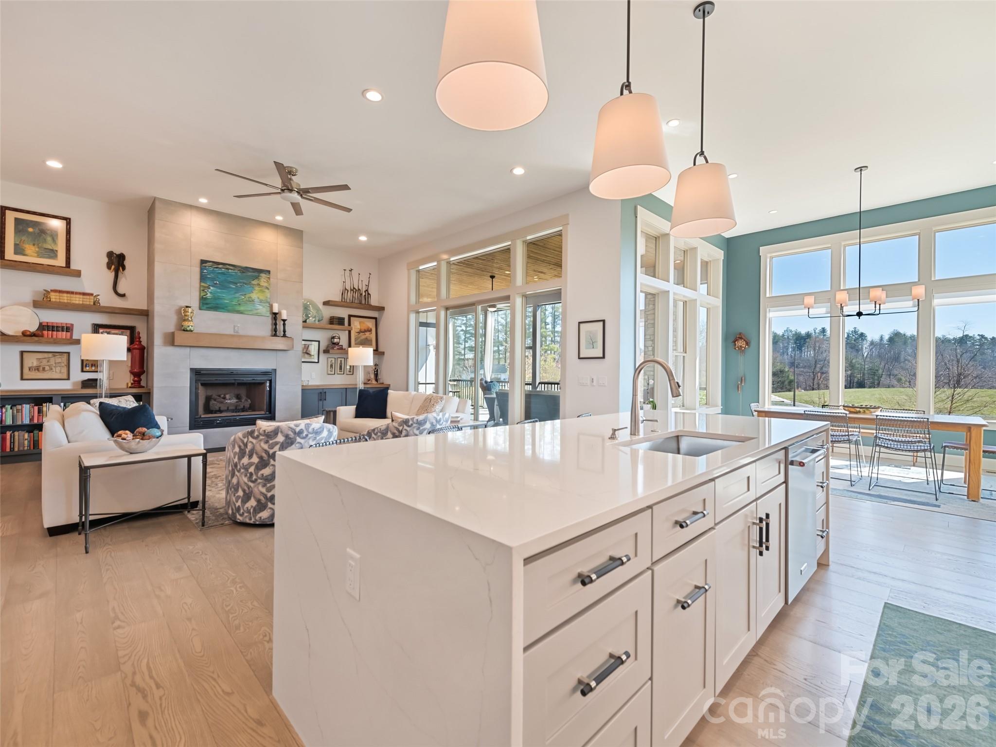 Wonderful Entertainment flow from kitchen to Living Room - 717 Daniel Circle Drive, Mills River