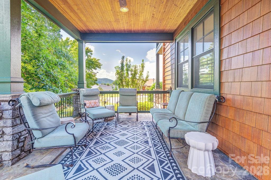 Covered outdoor patio with mountain views - 3 Gale Kelly Court, Weaverville