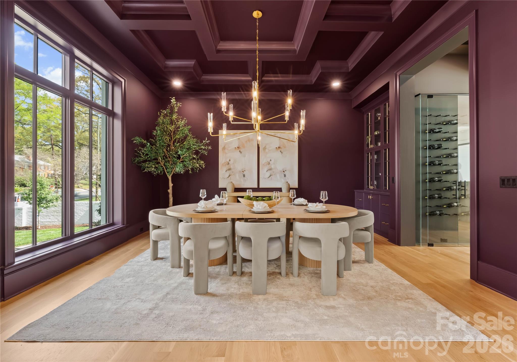 Dining room with ceiling details - 2208 Overhill Road, Charlotte