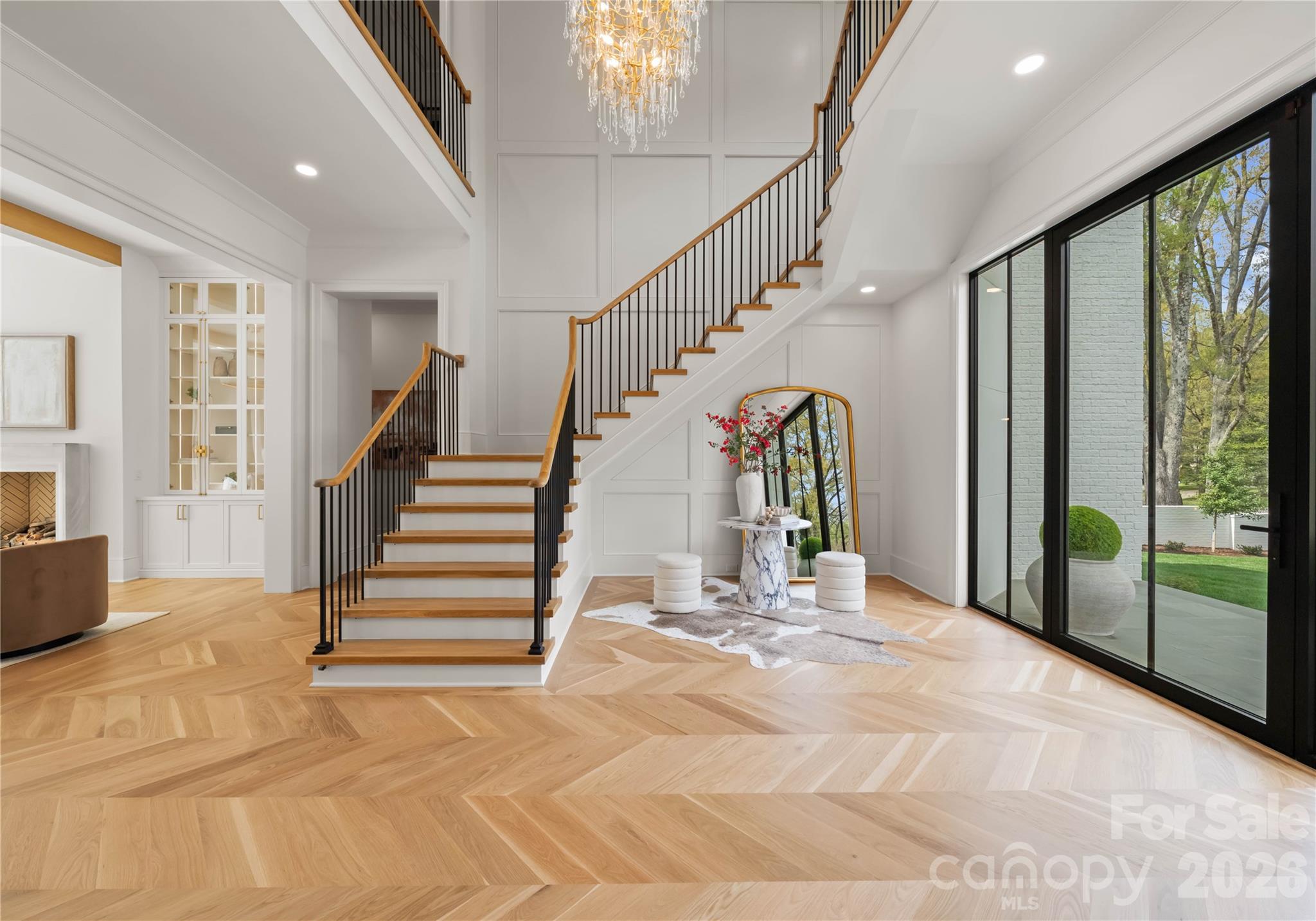 Two story foyer with motion light up stairs - 2208 Overhill Road, Charlotte