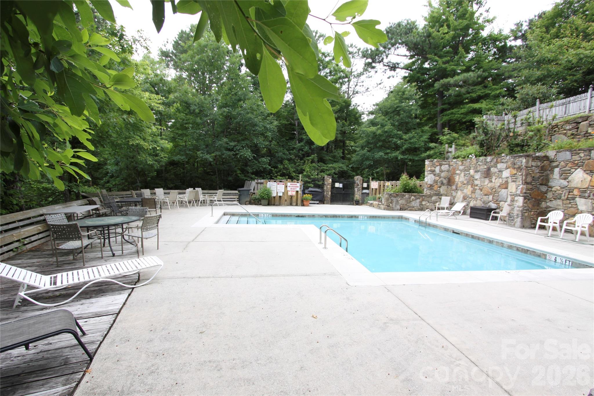 Pool Area View - Summer - 121 Toxaway Views Drive, Lake Toxaway