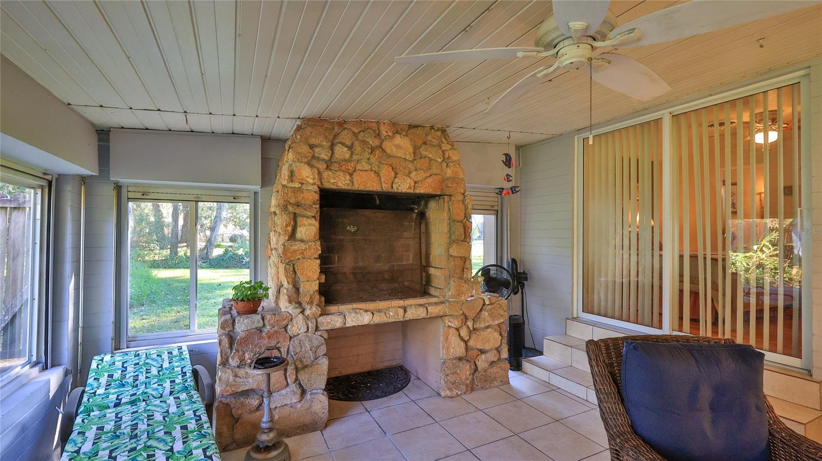 Stone Fireplace - 515 OLIVER DR, NEW SMYRNA BEACH