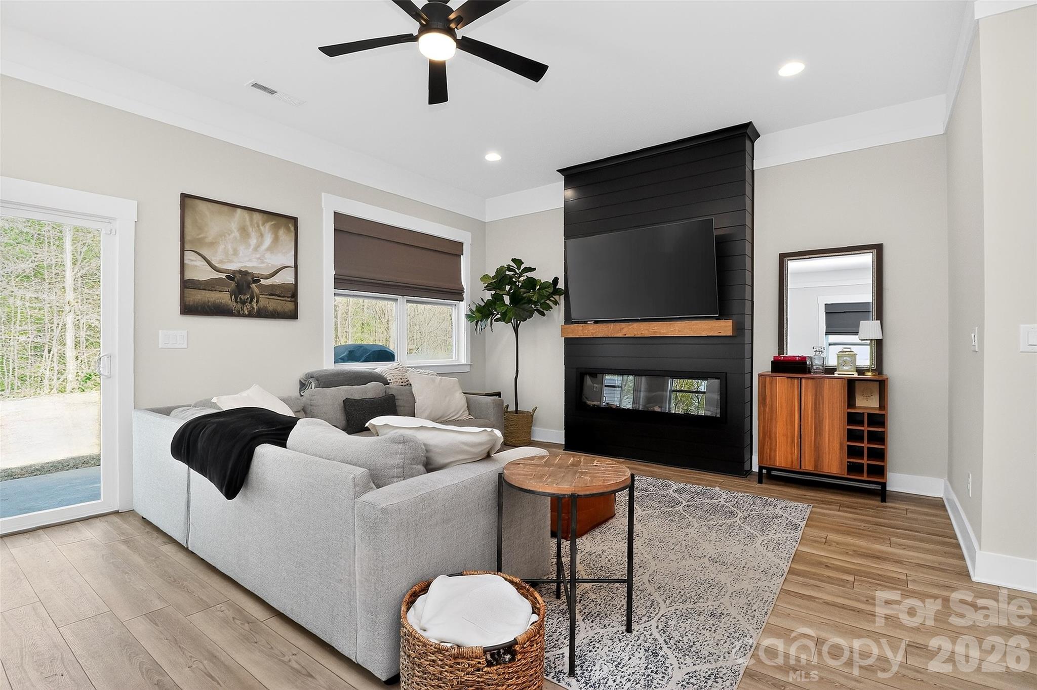 Shiplap Accent Wall, Electric Fireplace and fireplace mantel - 1101 Masefield Avenue, Matthews