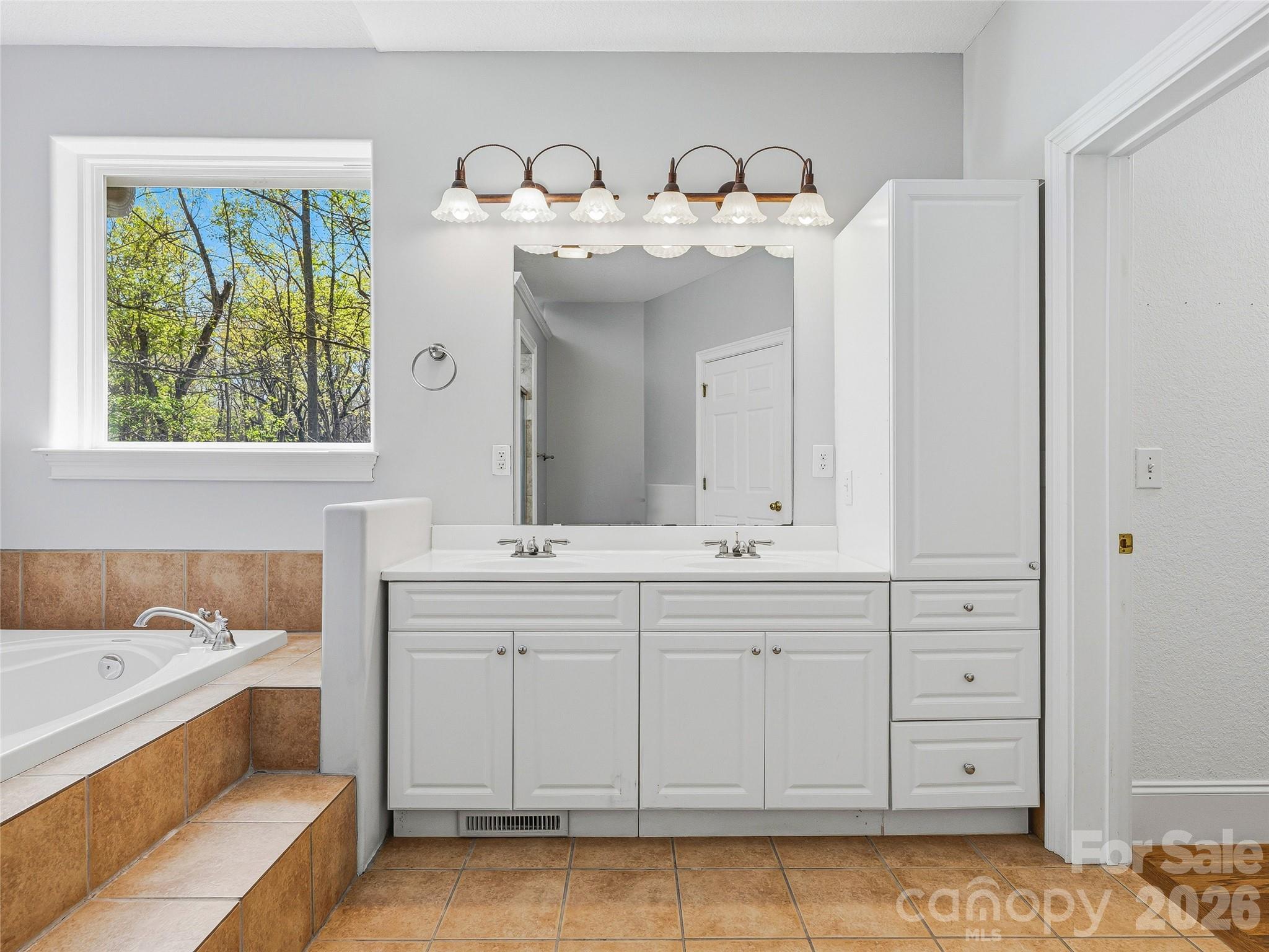 Primary Bathroom with Double Vanity - 196 Blackbird Lane, Tryon