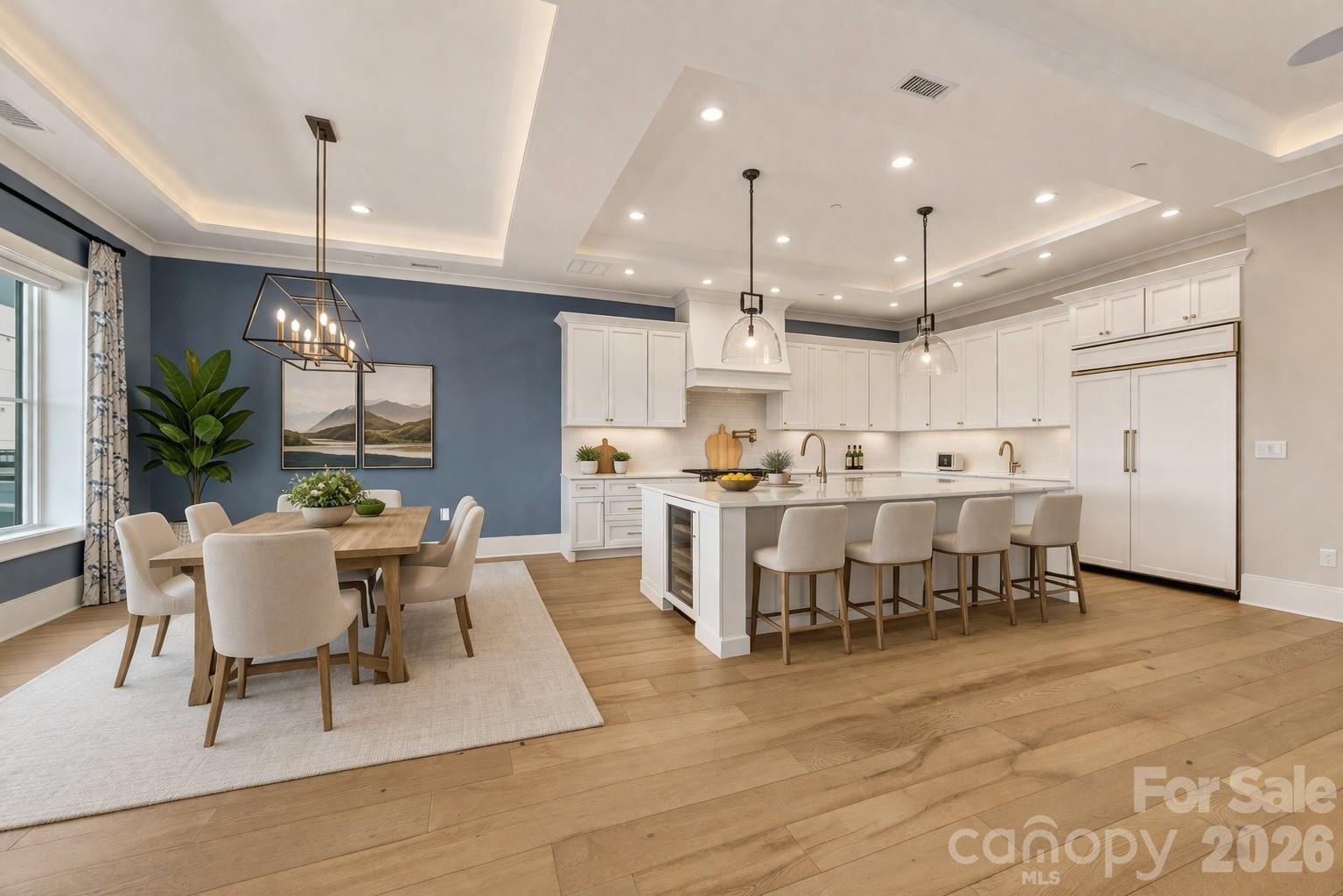 Virtually staged kitchen and dining - 19329 Watermark Drive, Cornelius