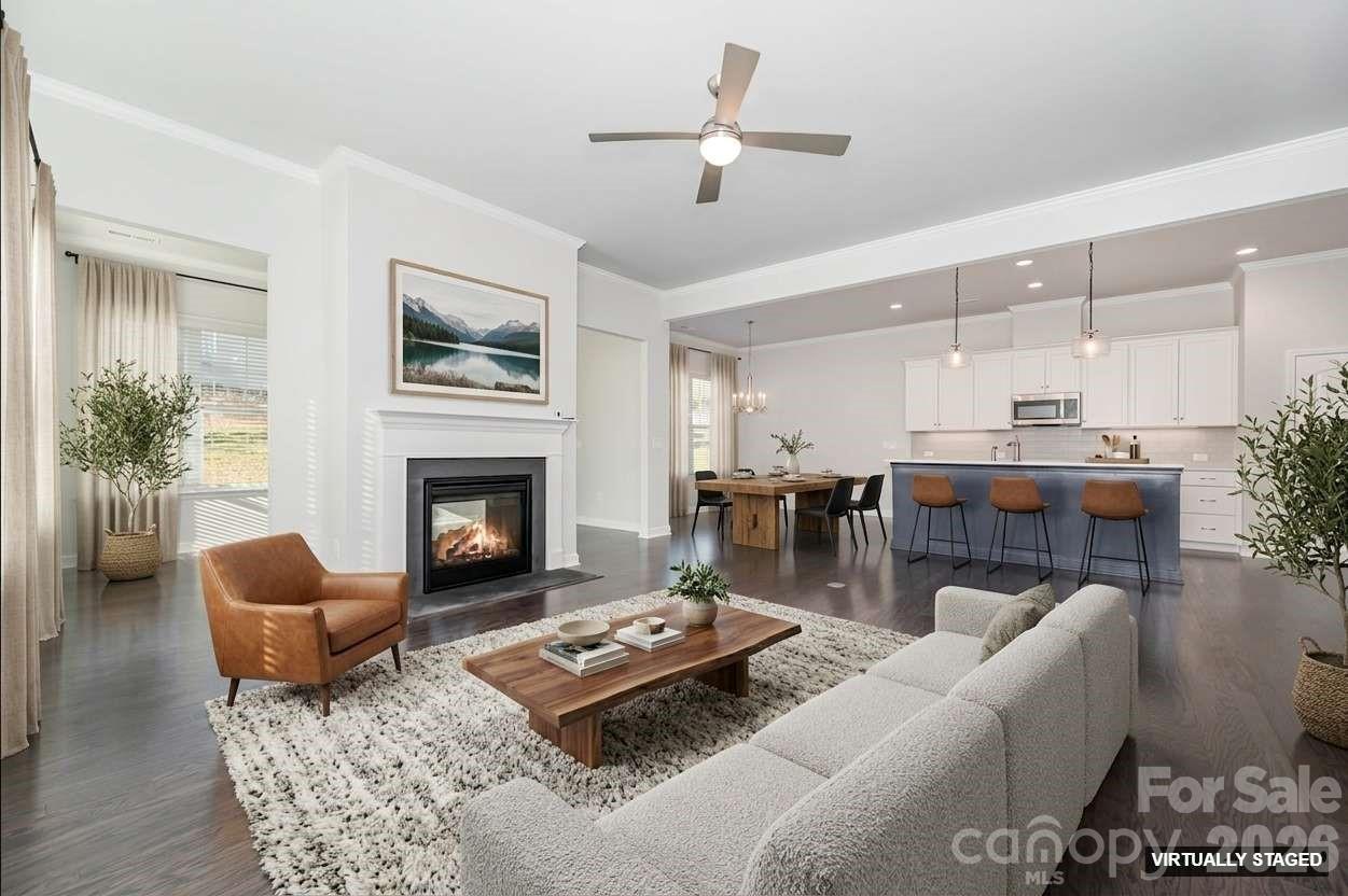 Virtually staged great room and kitchen view. - 456 Lucky Drive NW, Concord