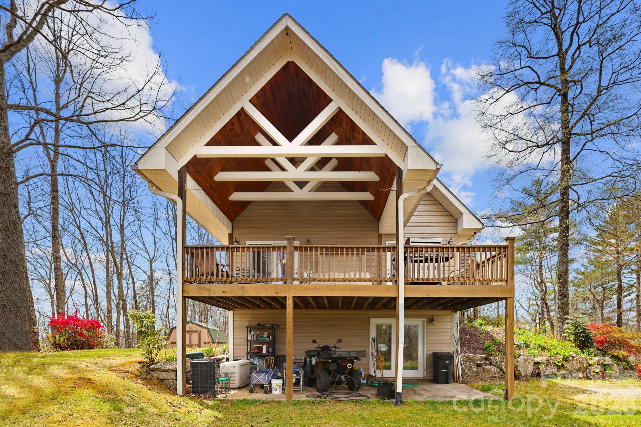 Covered porch off living and dining room - 13705 Rosman Highway, Lake Toxaway