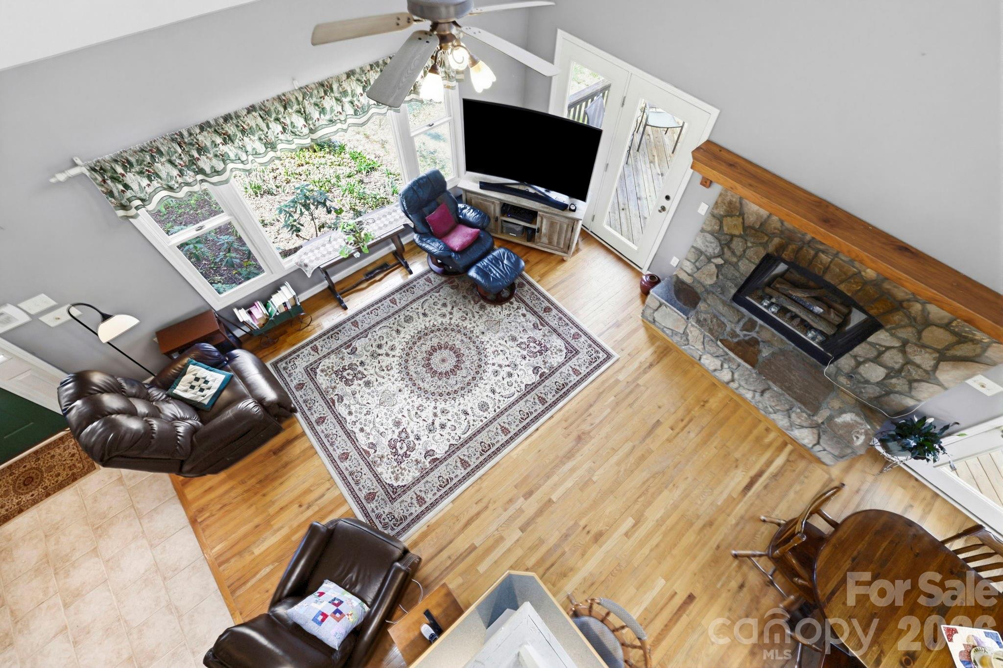 View of living and dining room - 13705 Rosman Highway, Lake Toxaway