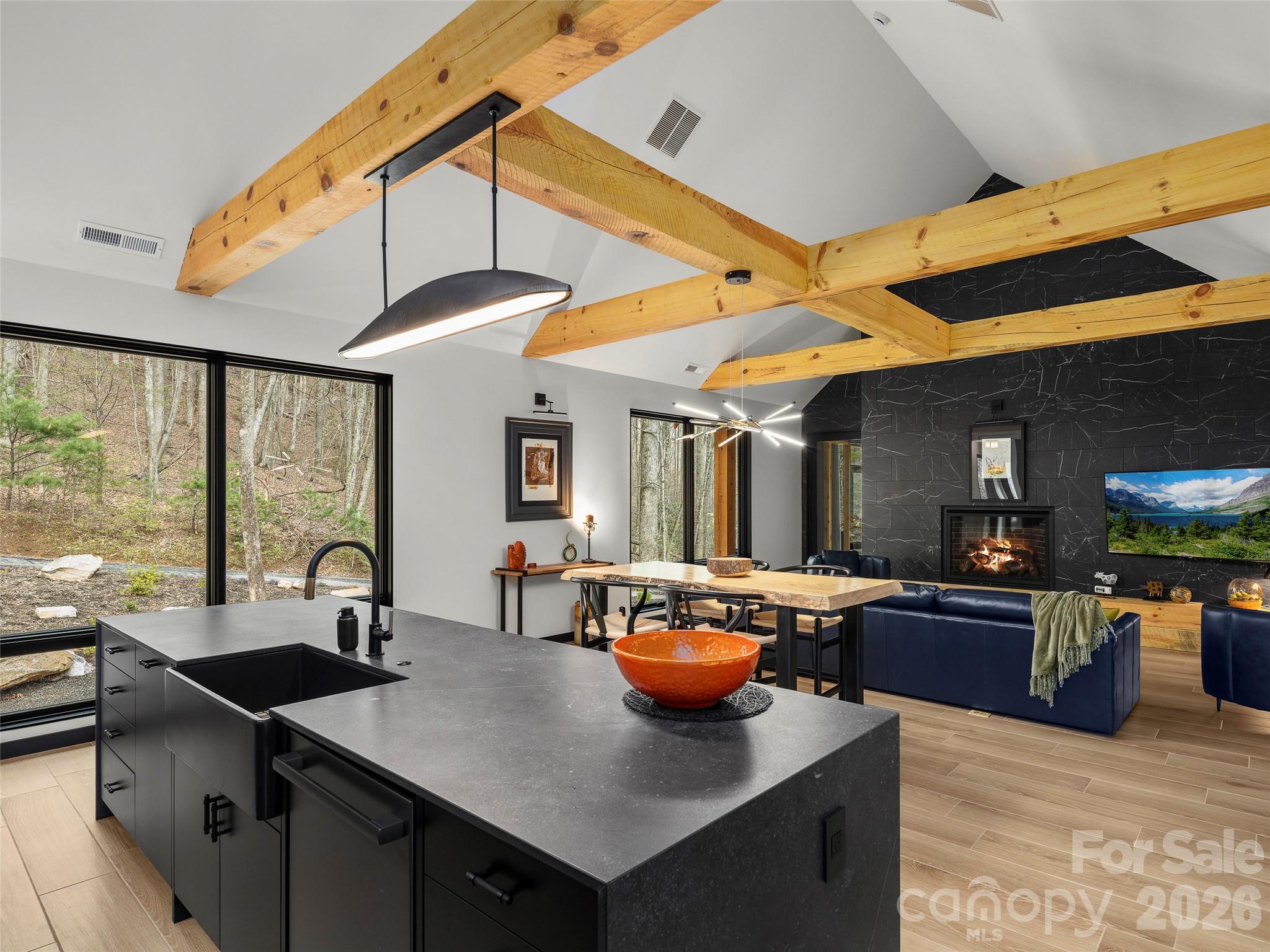Open Floor Plan Kitchen into the Great Room - 80 Hemlock Circle, Black Mountain
