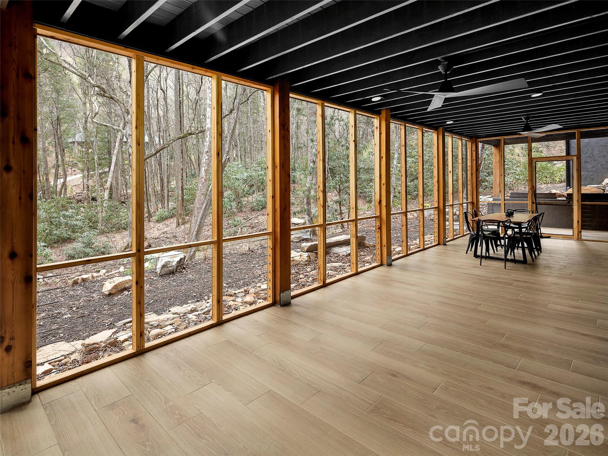 Downstairs porch with fans and heaters - 80 Hemlock Circle, Black Mountain