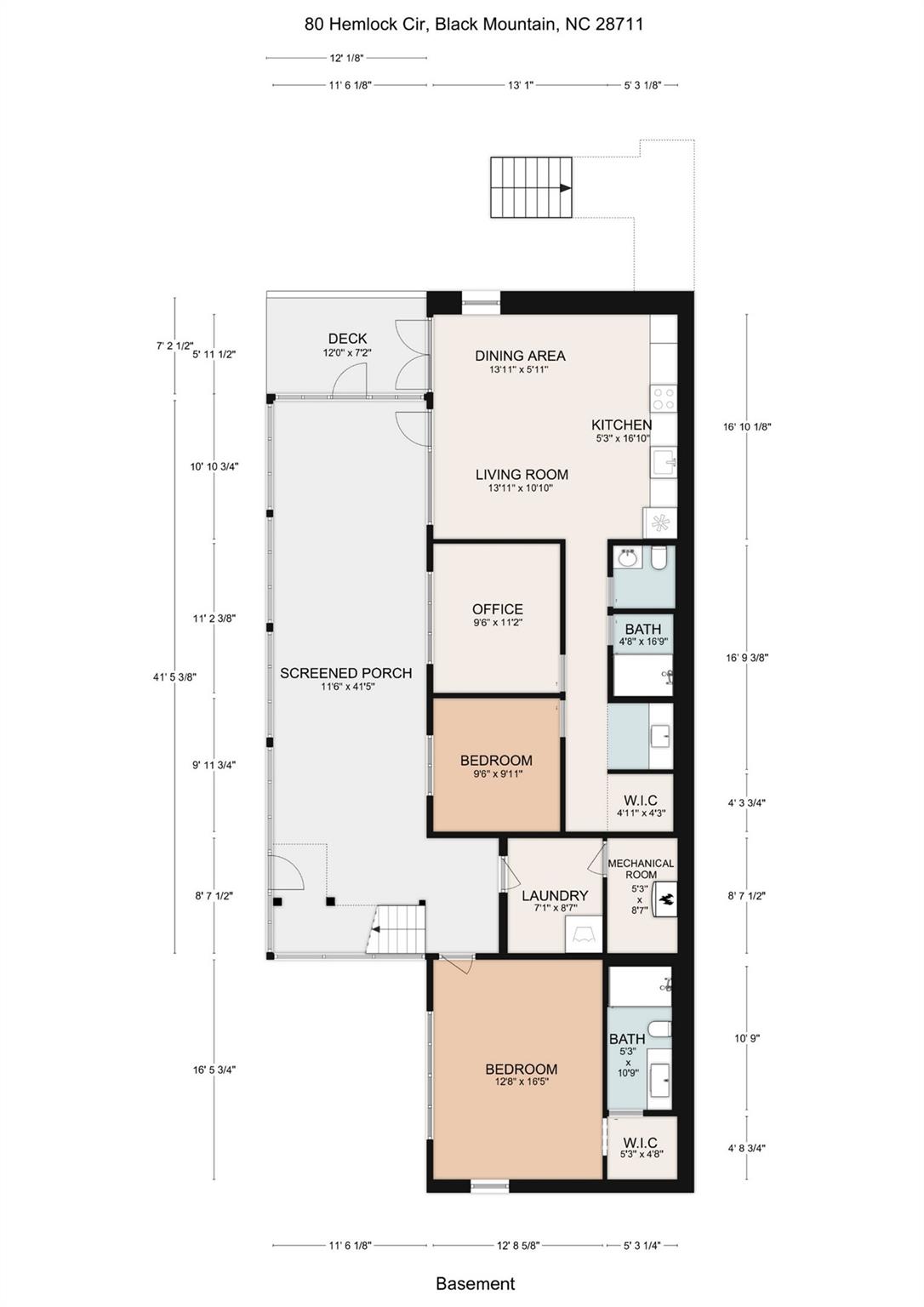 Lower Level Floorplan - 80 Hemlock Circle, Black Mountain