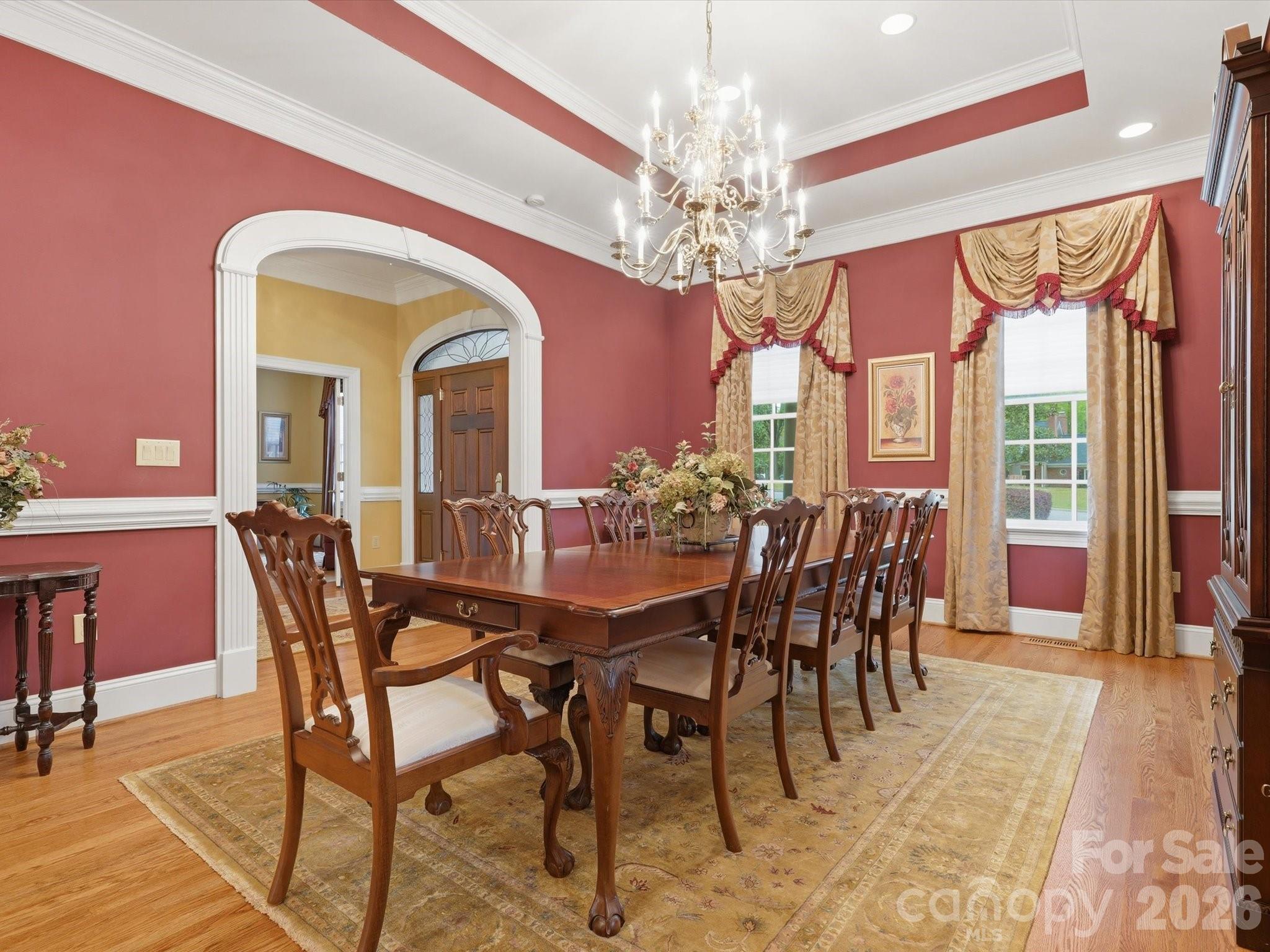 Dining room with tray ceiling. Extensive molding - 1215 Rosa Drive, Monroe