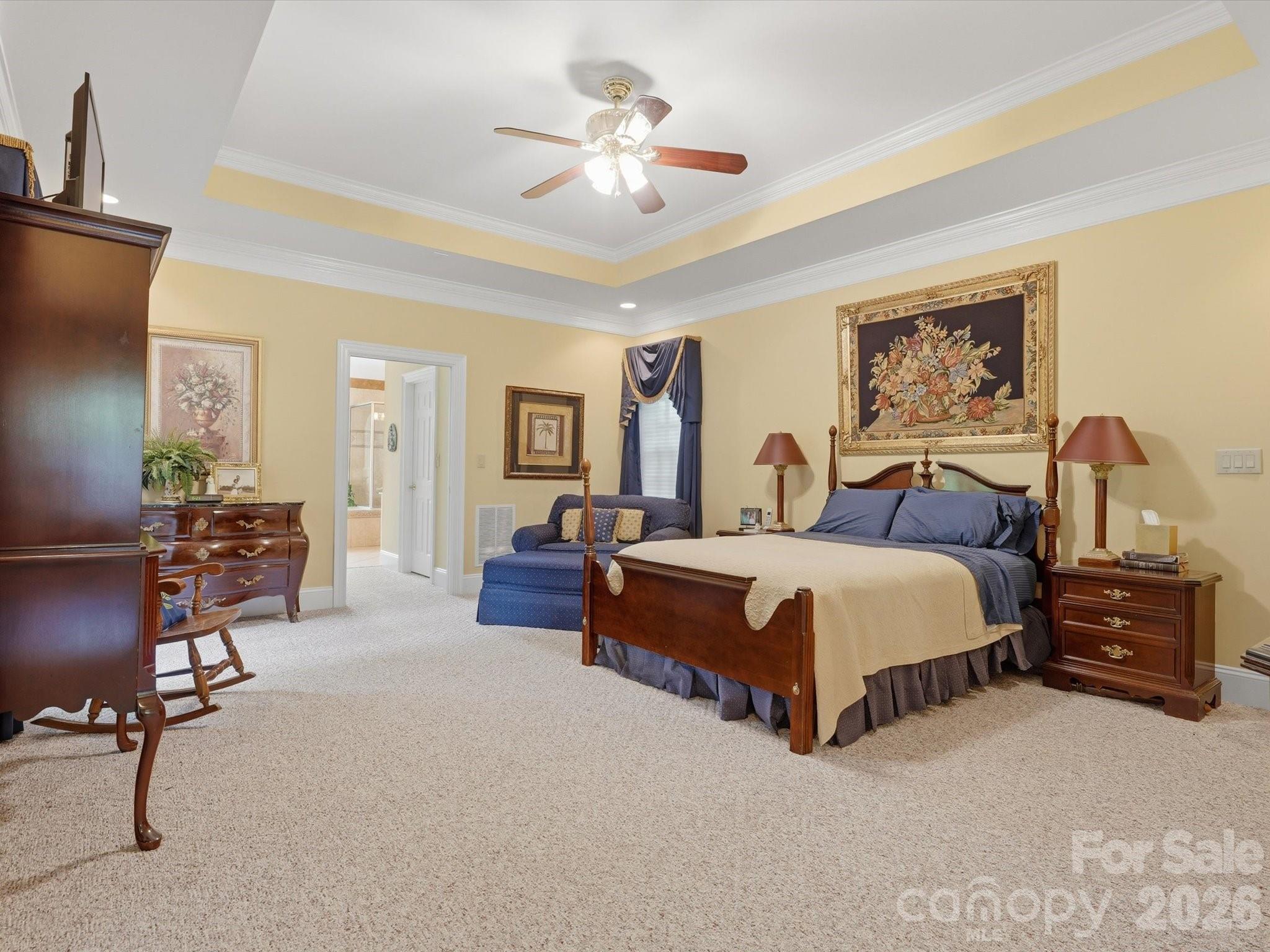 spacious Primary Bedroom with Tray ceiling. - 1215 Rosa Drive, Monroe
