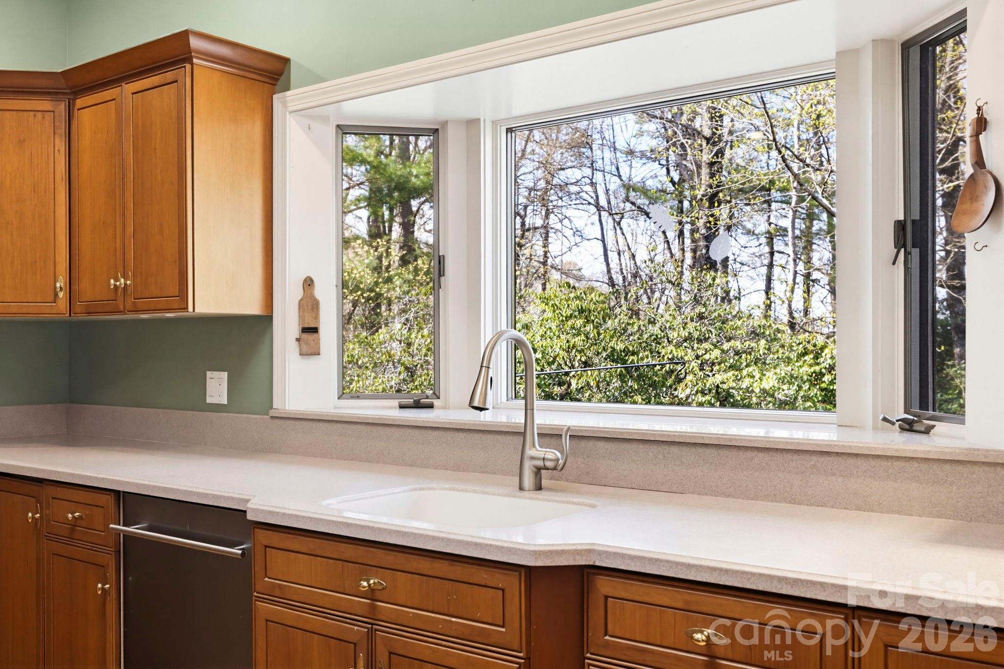 Kitchen window looks out over nature - 100 Elmridge Drive, Flat Rock