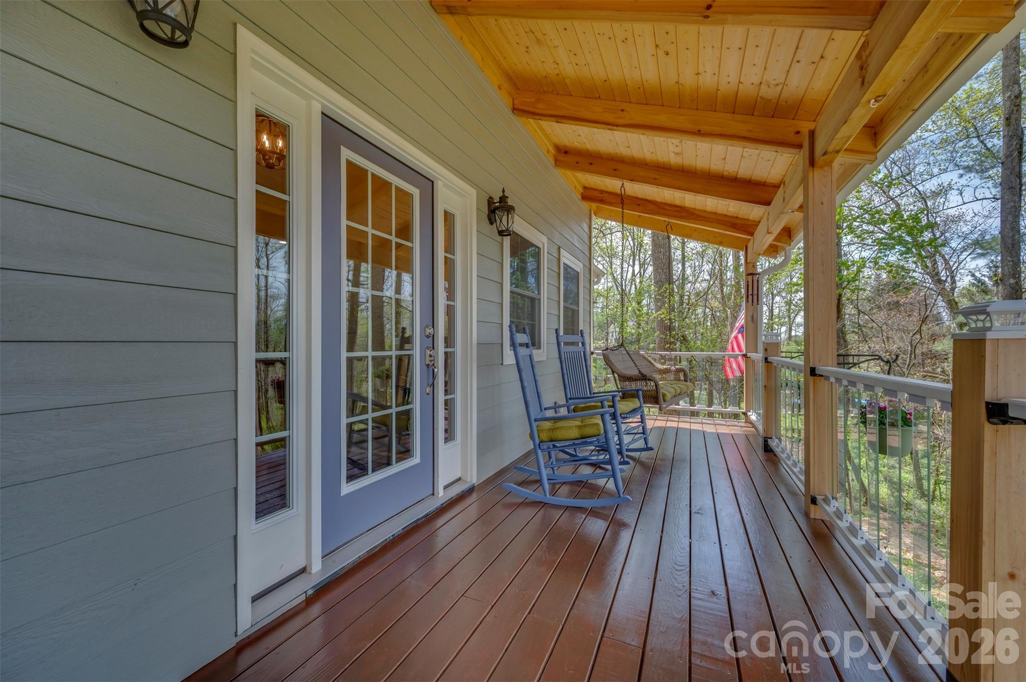 Fabulous covered front porch with tempered glass pickets,.what a nice touch! - 88 Pounding Mill None, Hendersonville