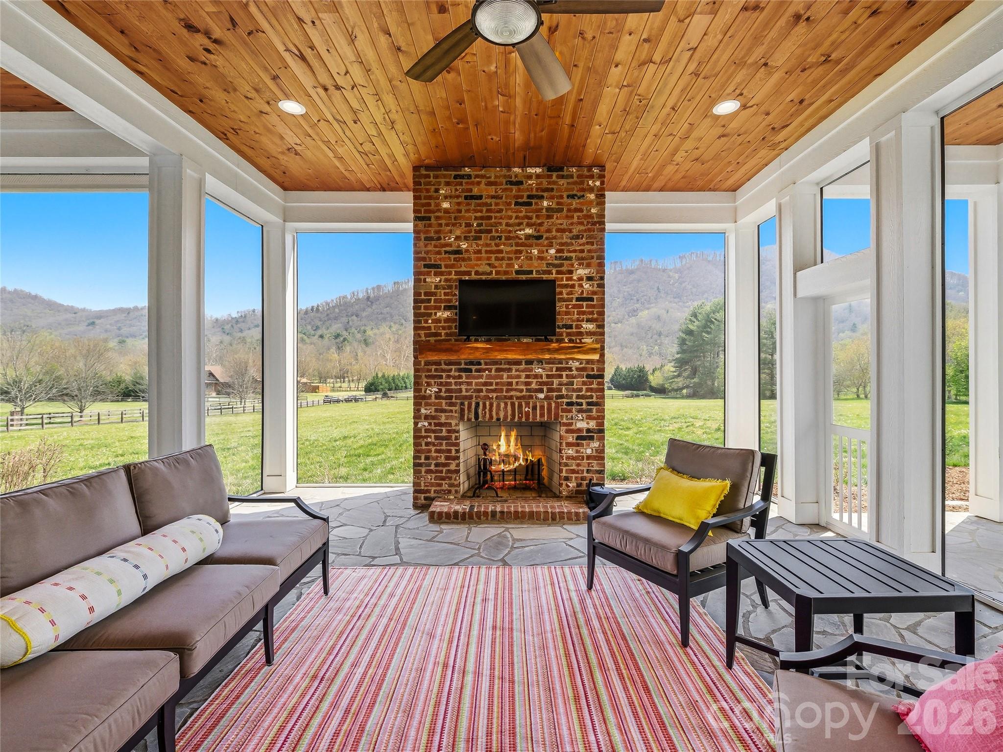 Favorite room - Large screen porch views and fireplace - 5 Sweetgrass Lane, Fletcher