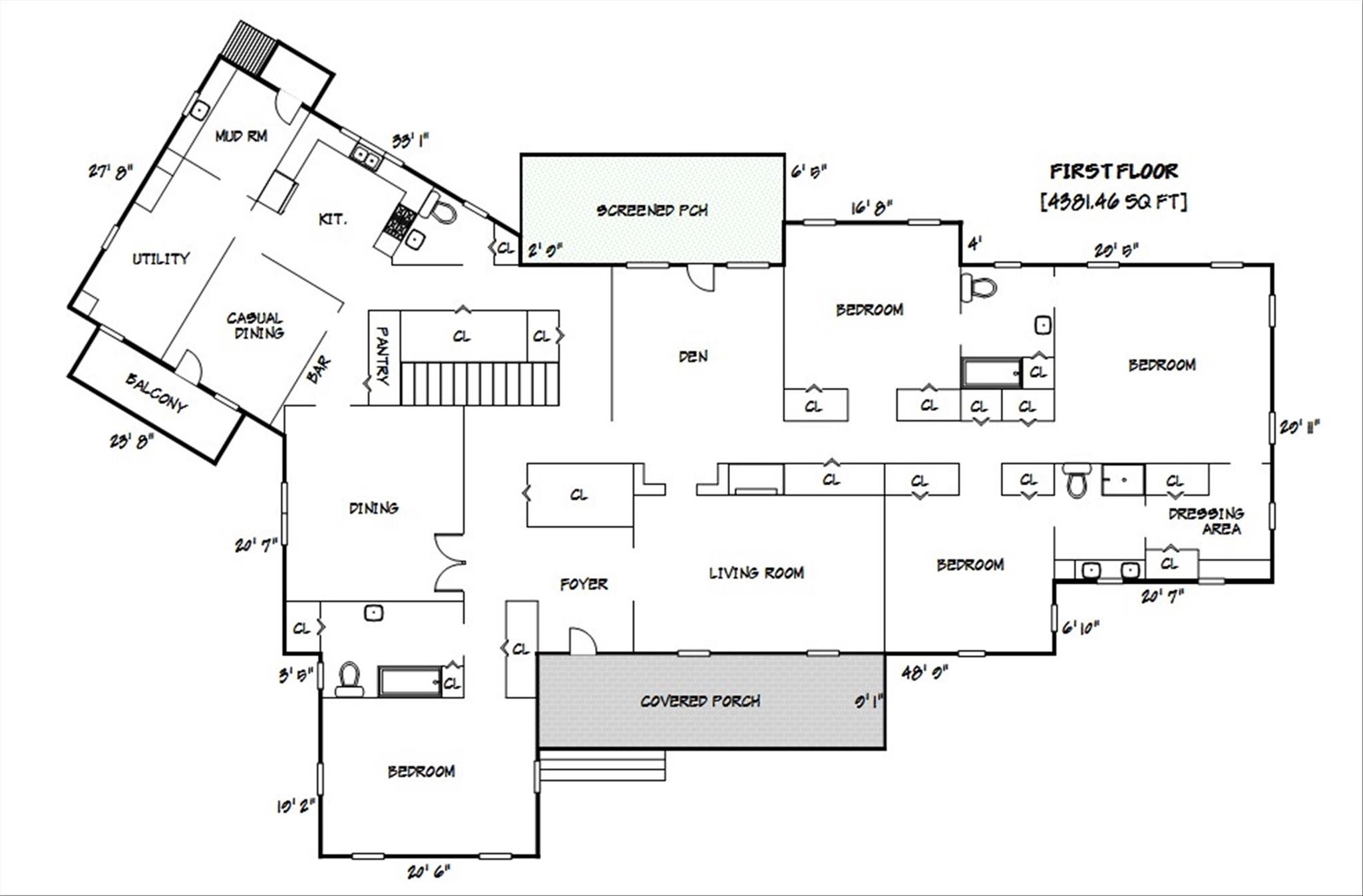 Main Level Floor Plan - 842 North Center Street, Hickory