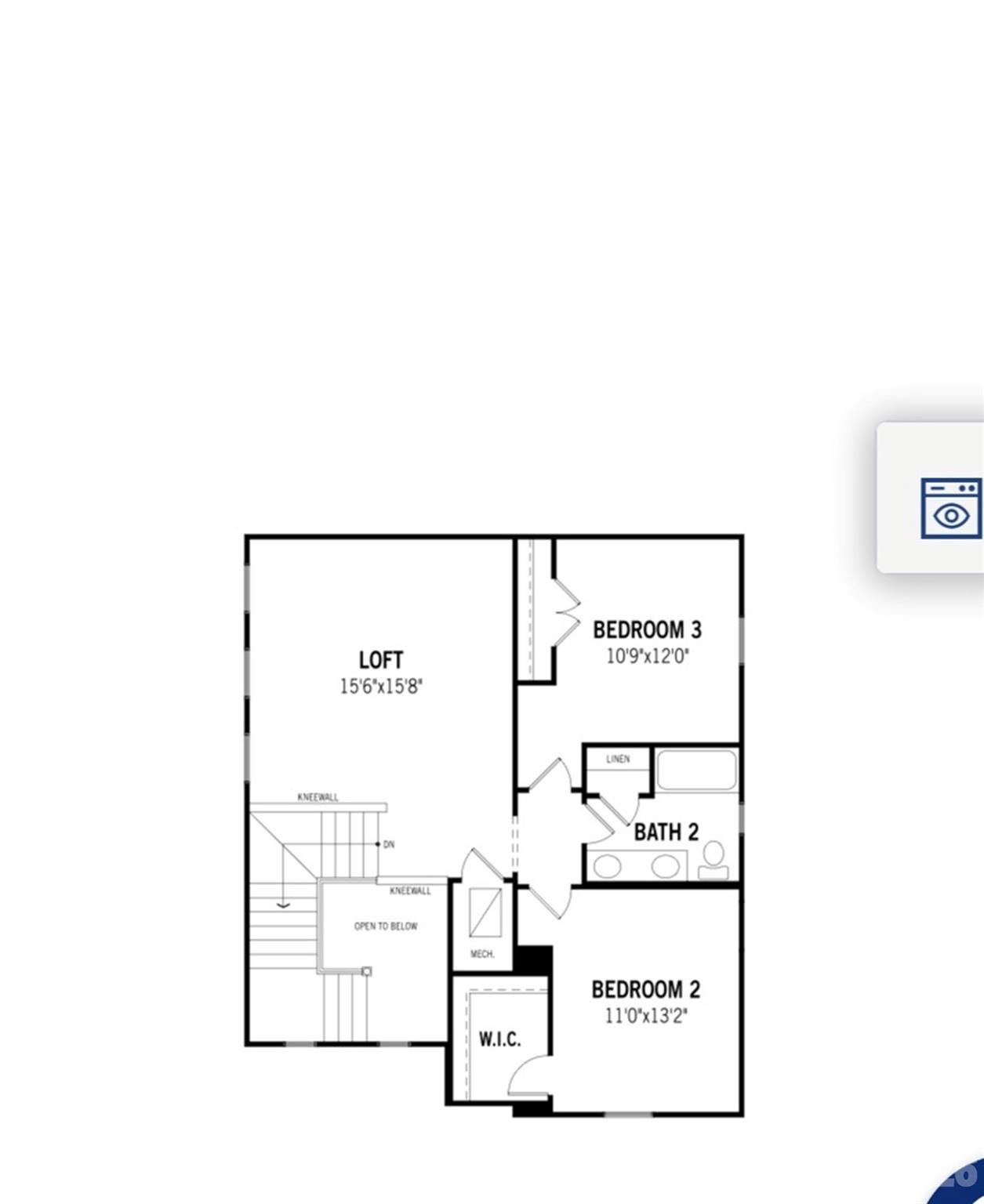 Second floor plan rendering - 446 Spire Street, Rock Hill