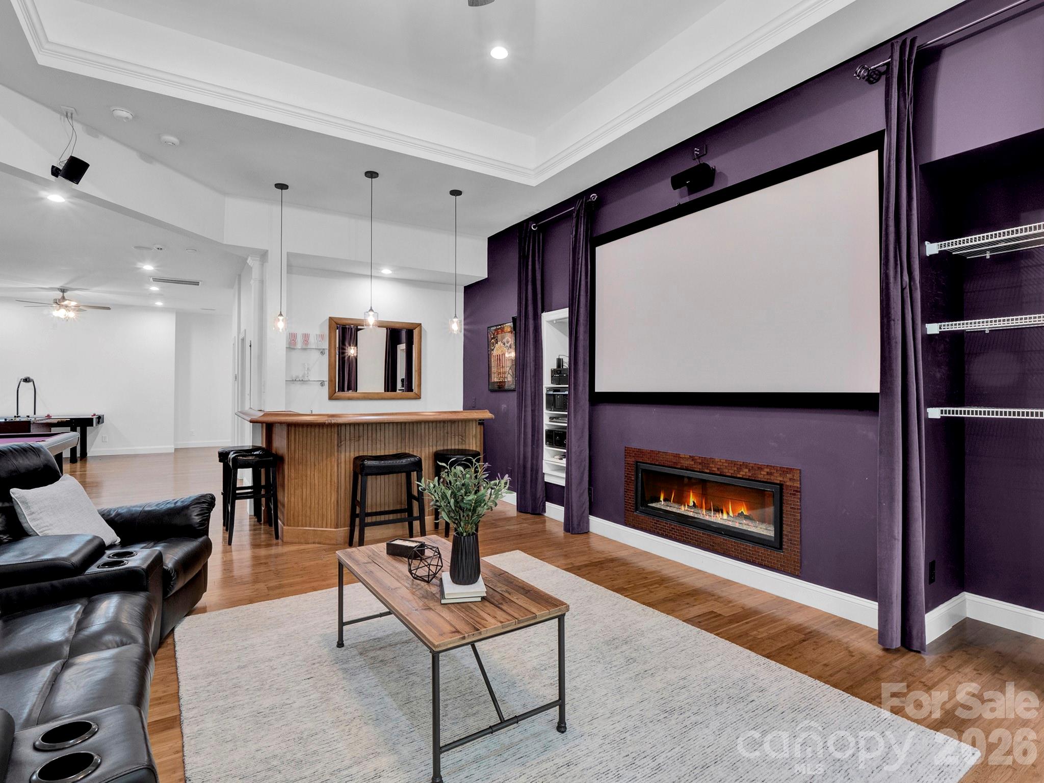 Media room with fireplace - 2652 Bedford Place NW, Concord