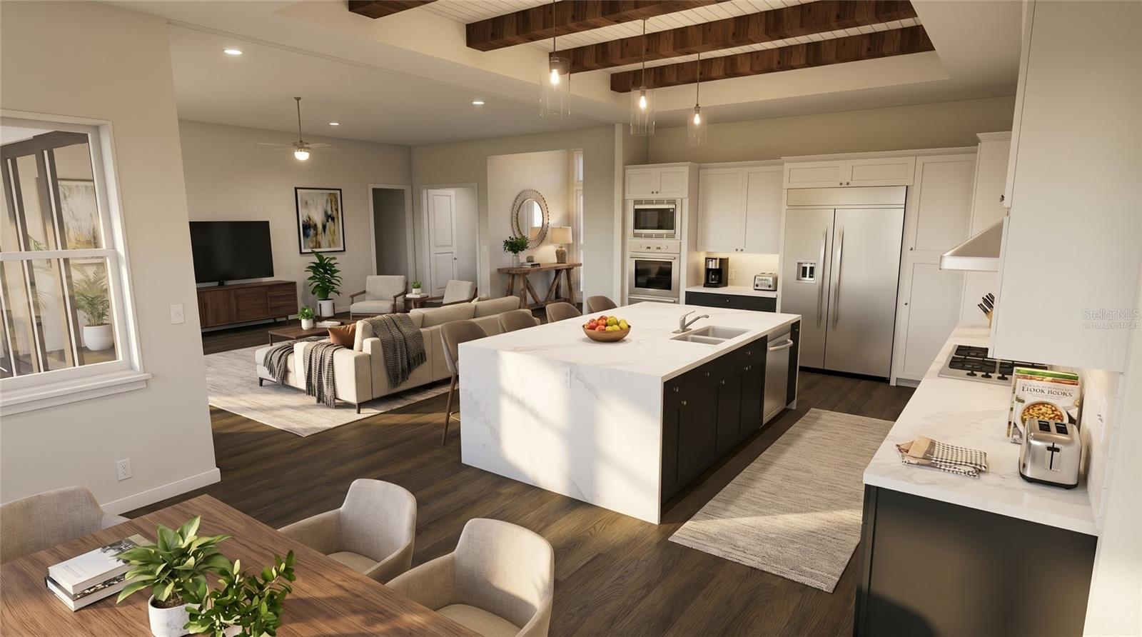 Virtually Staged Kitchen looking back to living area - 142 TRANQUIL MIRROR LAKE CT #Lot 18, CLERMONT