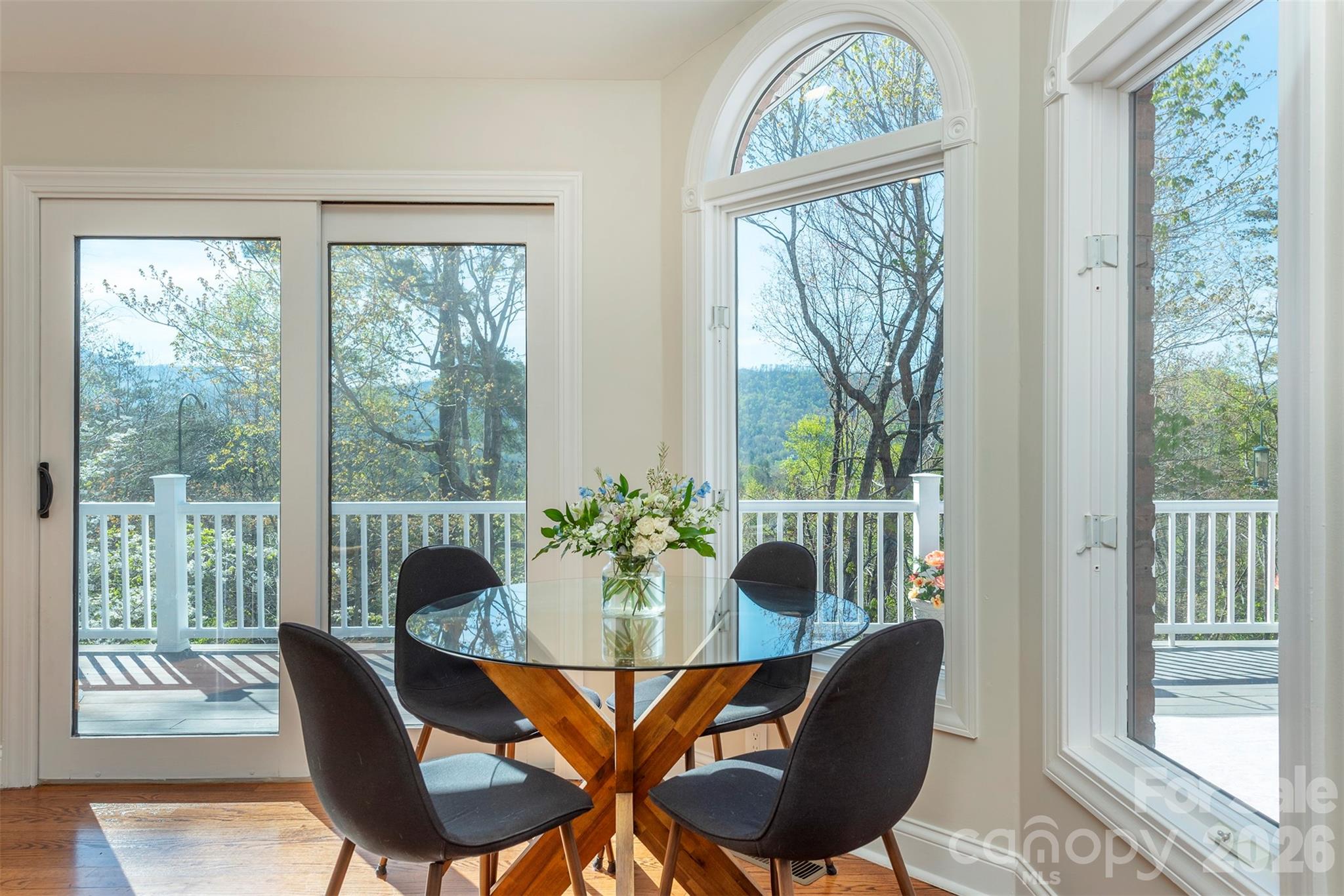 Breakfast nook nestled amongst bright windows - 11 High Meadow Drive, Weaverville