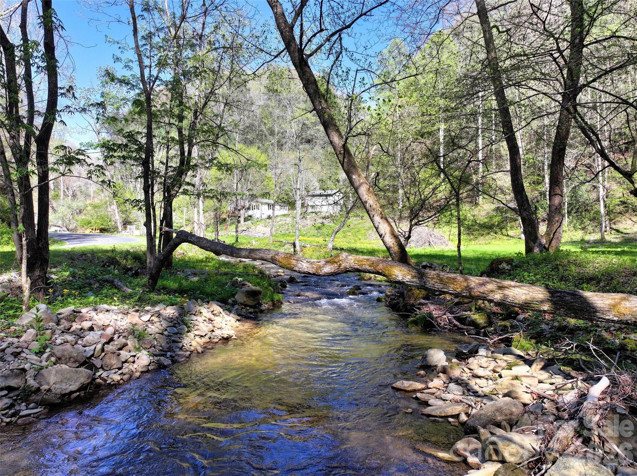 Pigeon Roost Creek looking toward the farmhouse - 2180 Pigeon Roost Road, Green Mountain