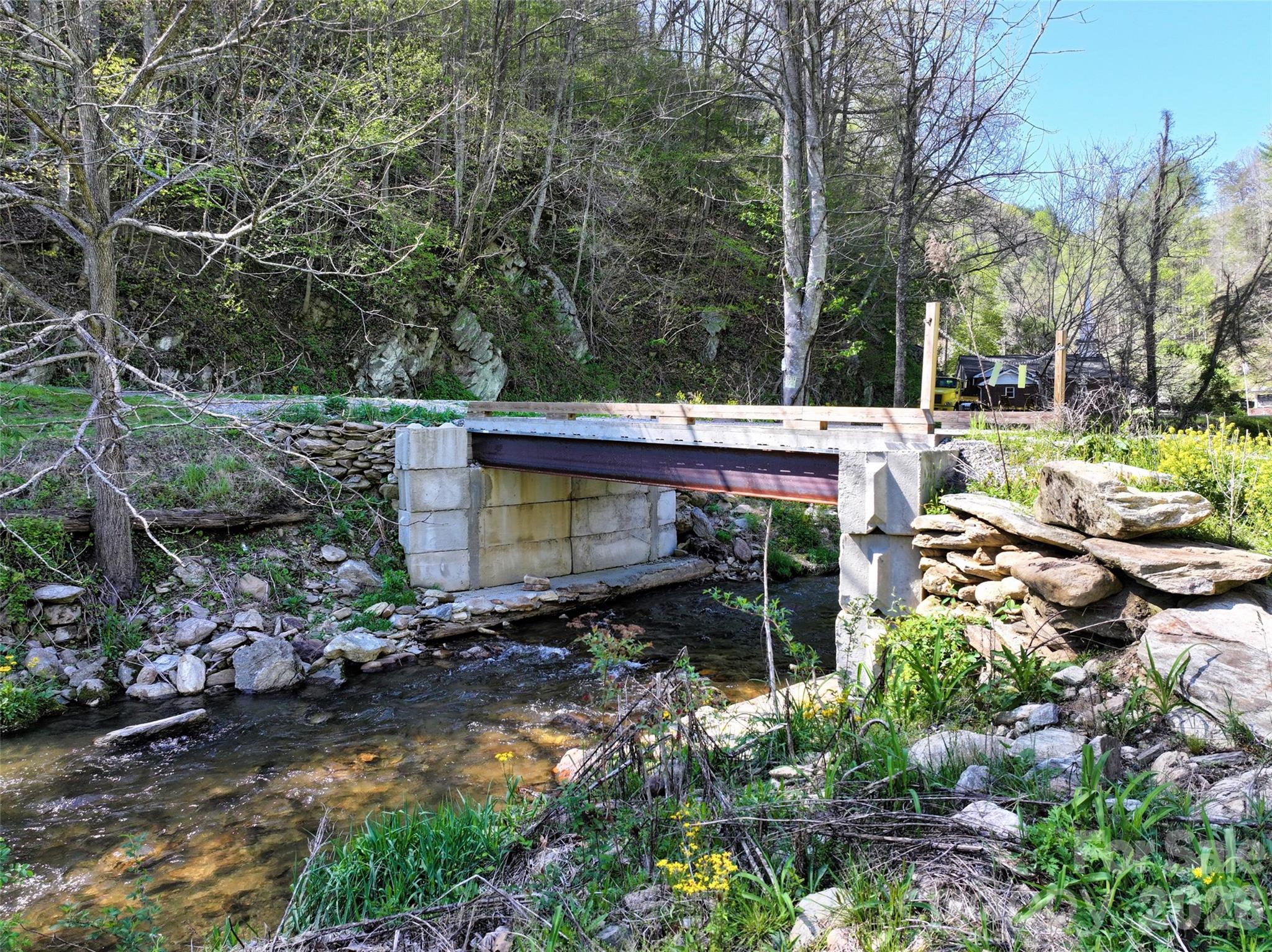 New heavy duty bridge leading to hidden meadow, ready for your builders to use! - 2180 Pigeon Roost Road, Green Mountain