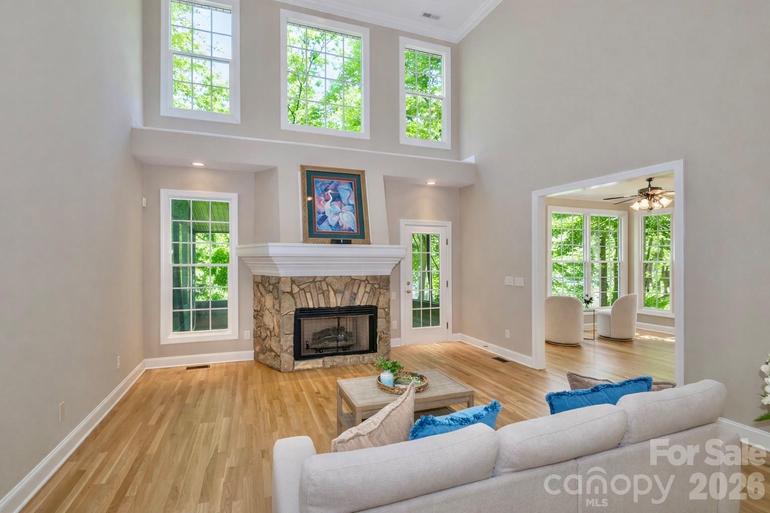 Family room with soaring ceilings & natural light - 119 Shelter Cove Lane, Mooresville