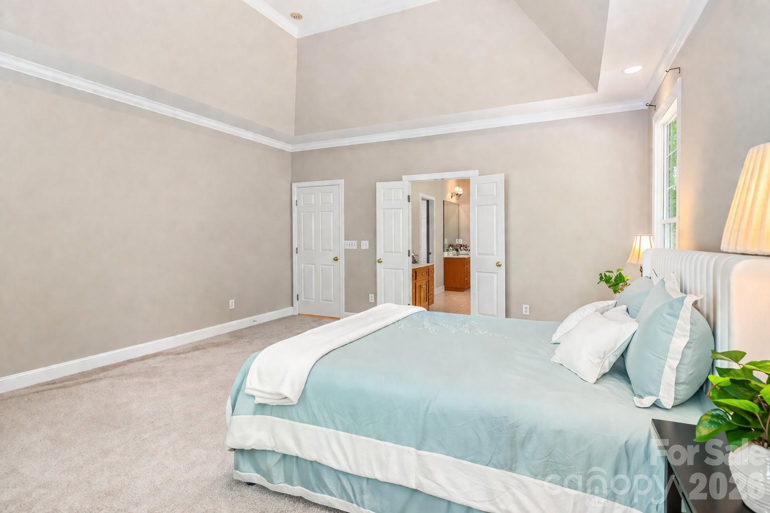 Beautiful Tray Ceiling in this spacious Primary Bedroom - 119 Shelter Cove Lane, Mooresville
