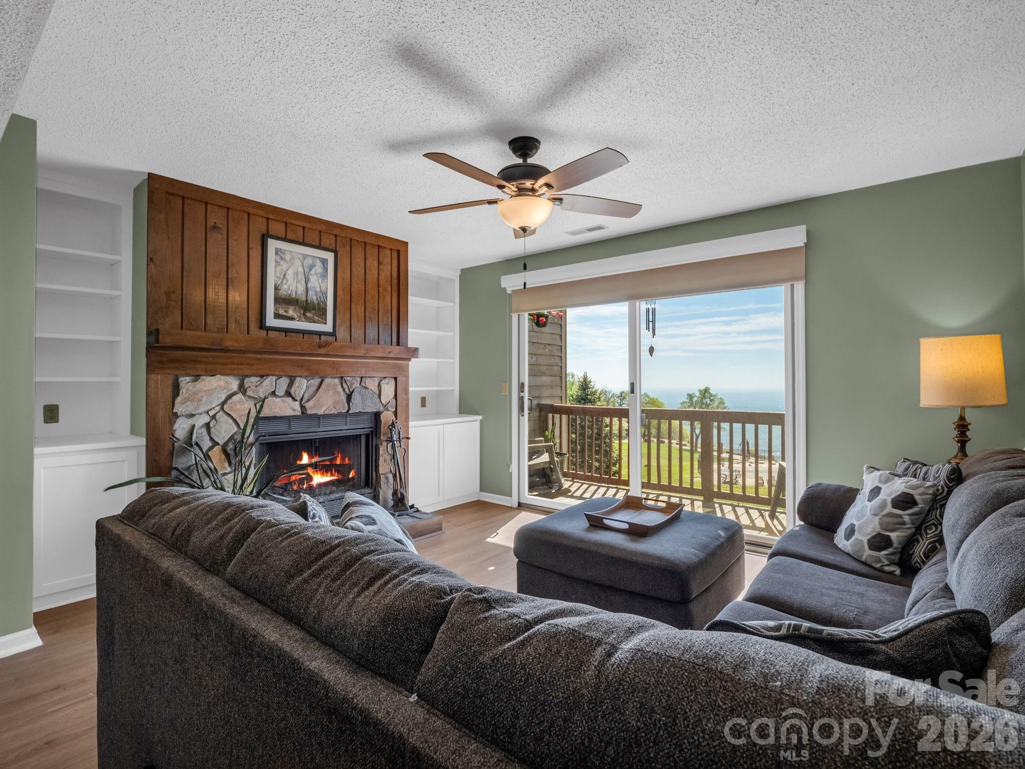 Living Room with wood burning fireplace - 2881 White Oak Mountain Road, Columbus
