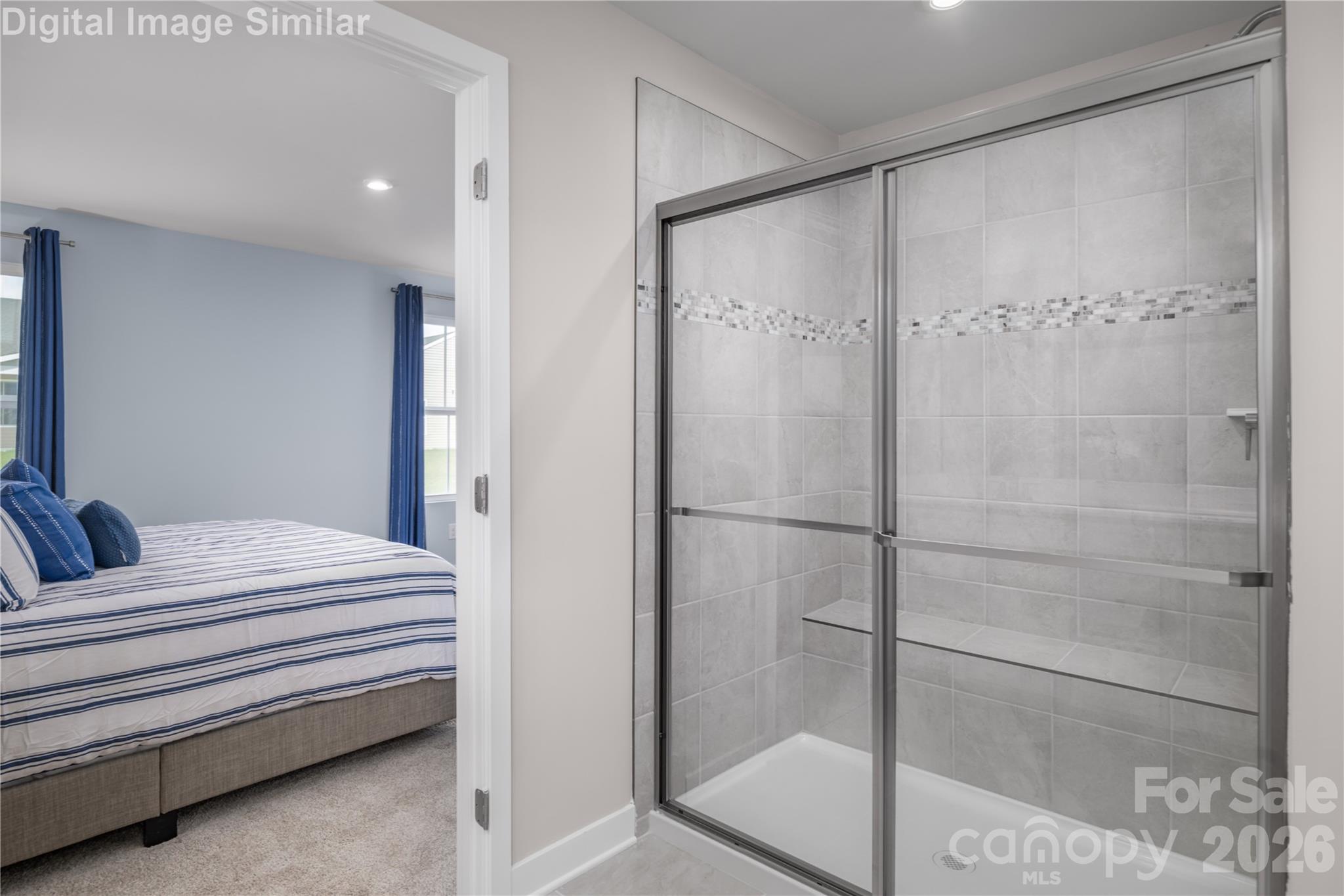 Relax and refresh in this chic ensuite with framed shower. - 3291 Eller Drive Extension, Hickory