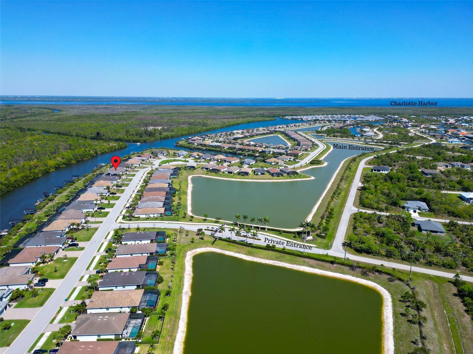 Picture with the entire community and canal to Charlotte Harbor within view. - 14500 PONCE DE LEON TRL, PORT CHARLOTTE