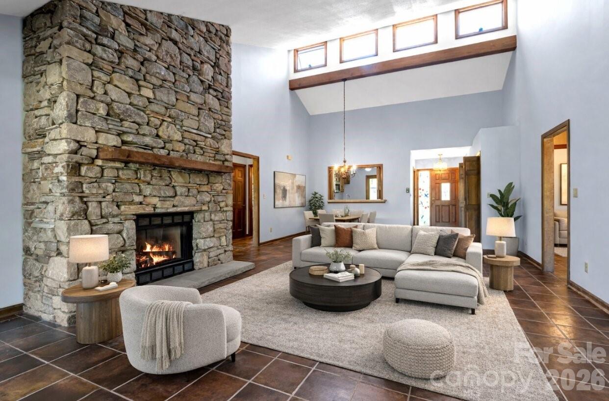 Virtually Stagged Living Room - 3104 Cove Loop Road, Hendersonville