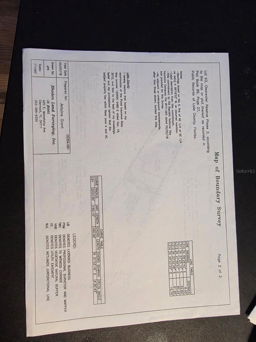 Survey Page 2 - 3117 BRIGHT LAKE CIR #lot 63, GROVELAND