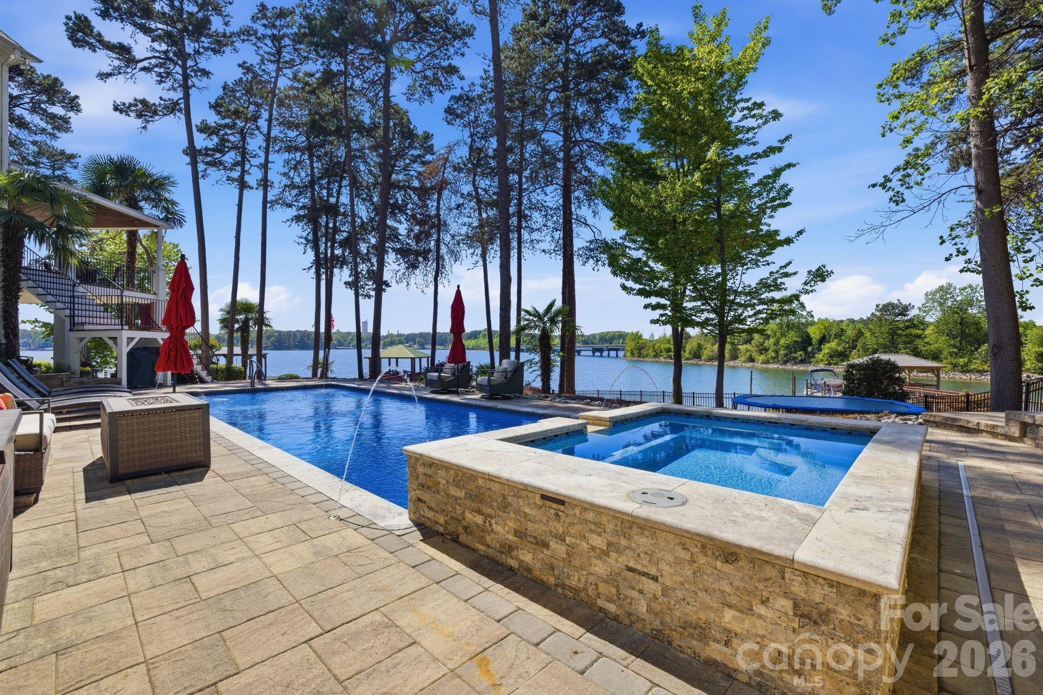 Backyard pool. - 144 Mariner Pointe Lane, Mooresville