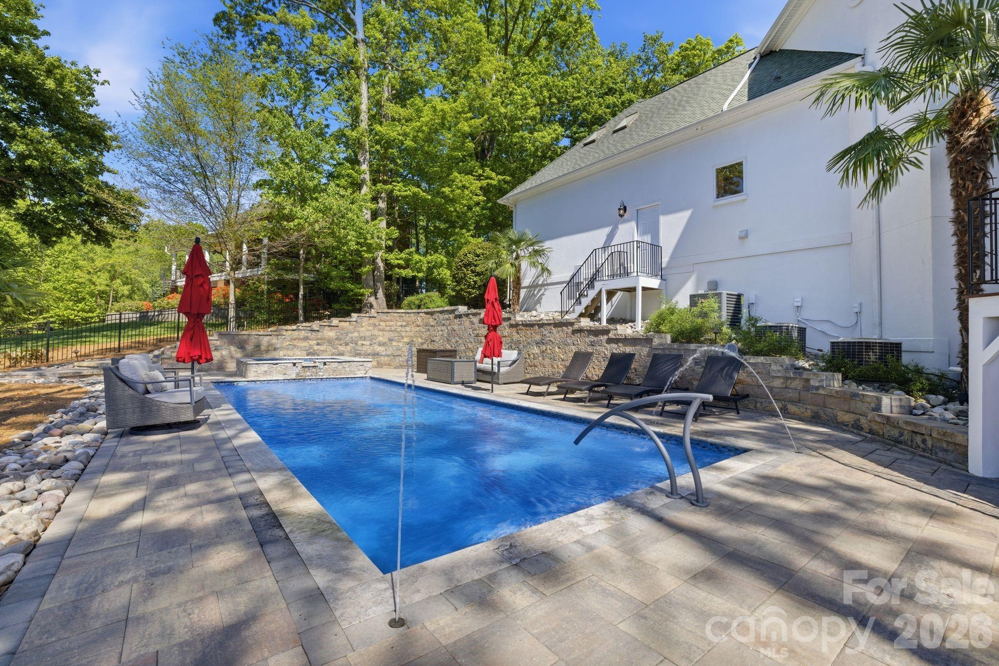 Backyard pool. - 144 Mariner Pointe Lane, Mooresville