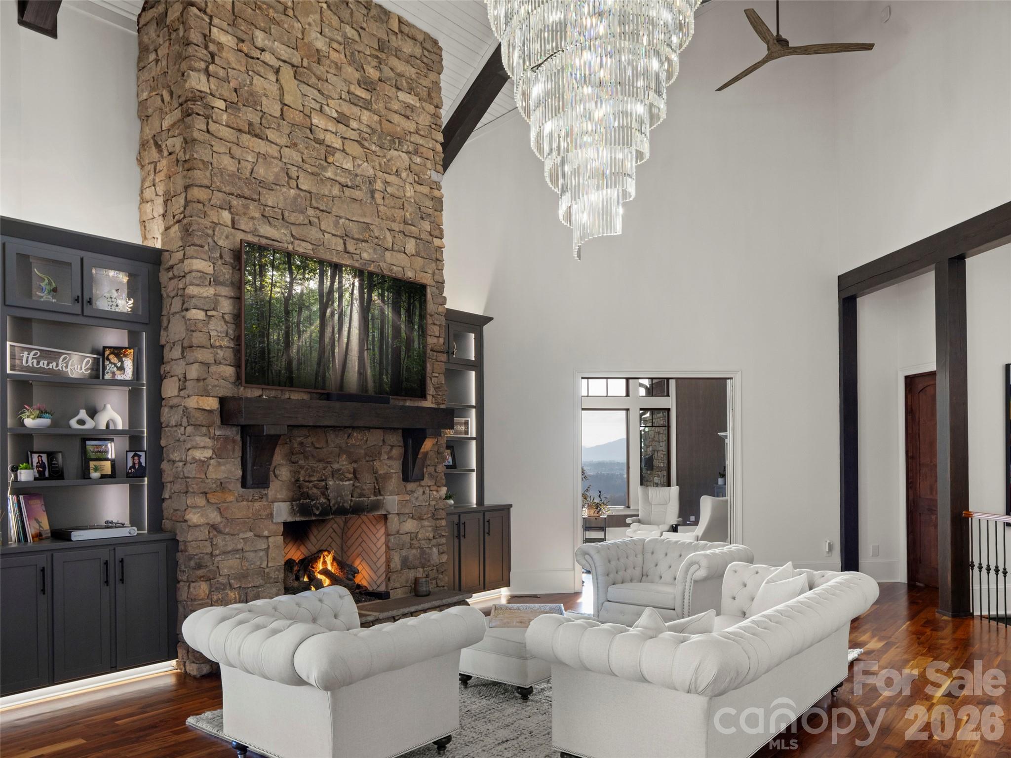 grand room and one of three fireplaces indoors - 47 Ridge Pine Trail, Arden