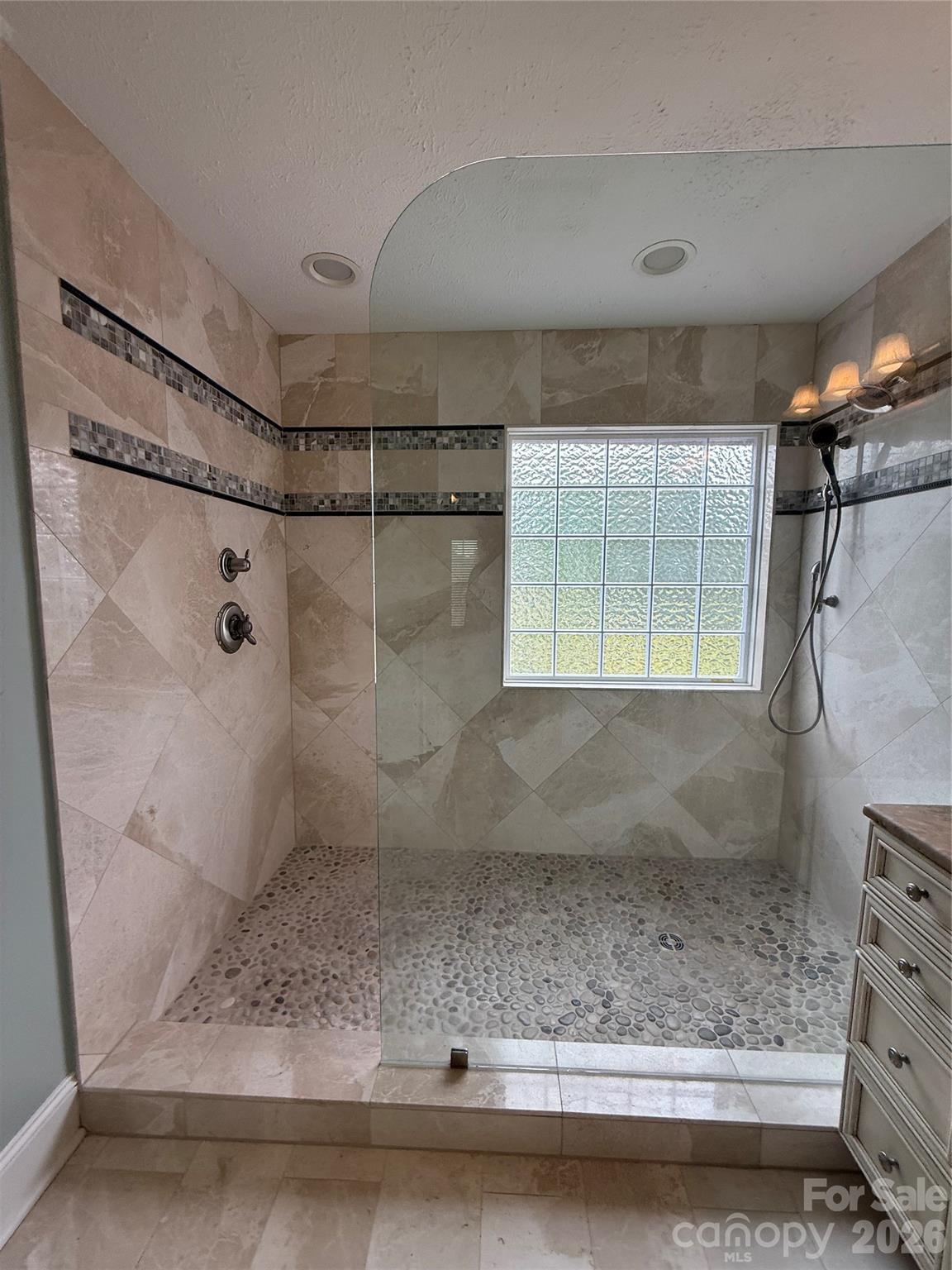 Custom ALL Tile shower with new glass block window - 8219 Deer Drive, Harrisburg