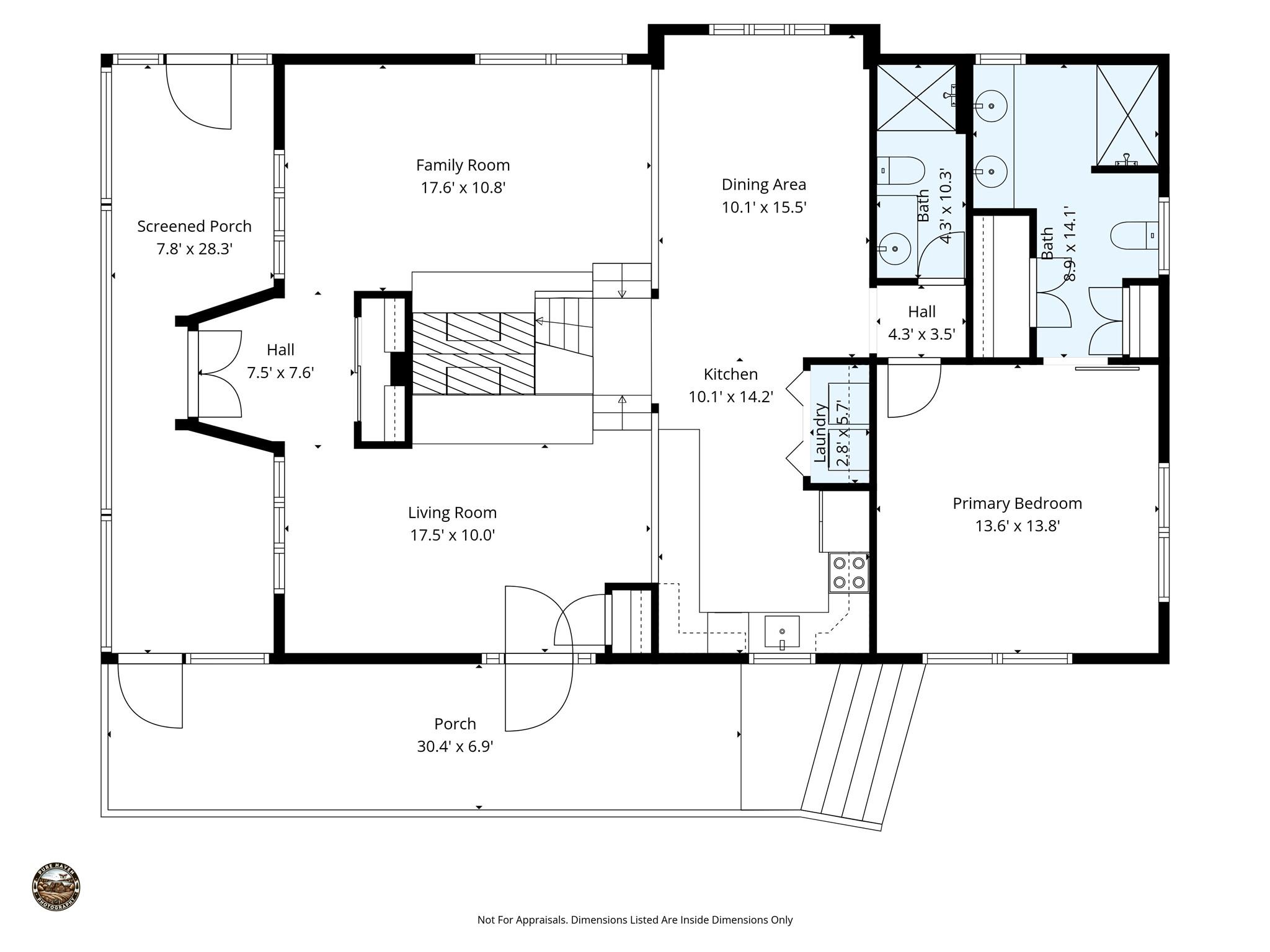 Main Level Floor Plan and Measurements - 78 Wahuhu Court, Brevard