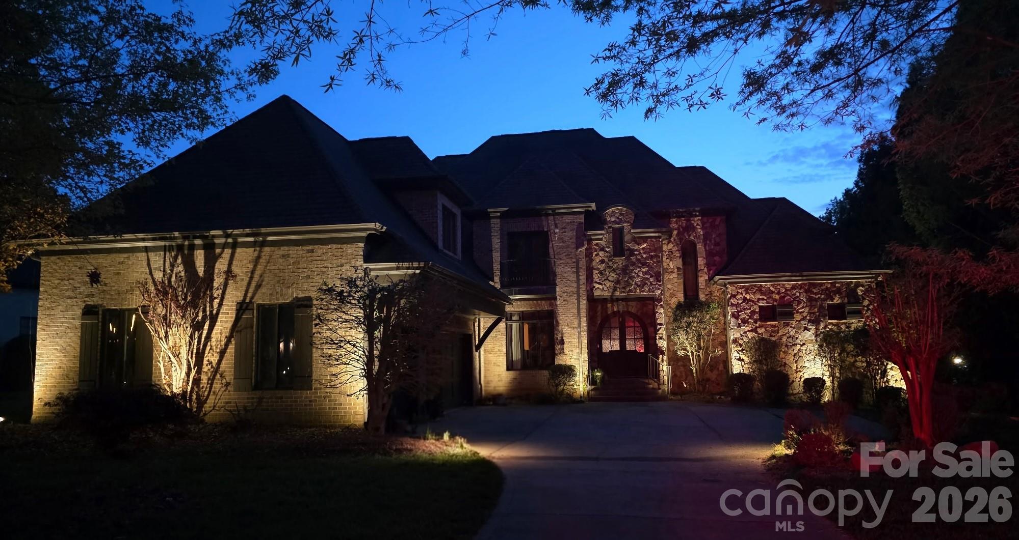 Outdoor lighting at night - 602 Beauhaven Lane, Waxhaw