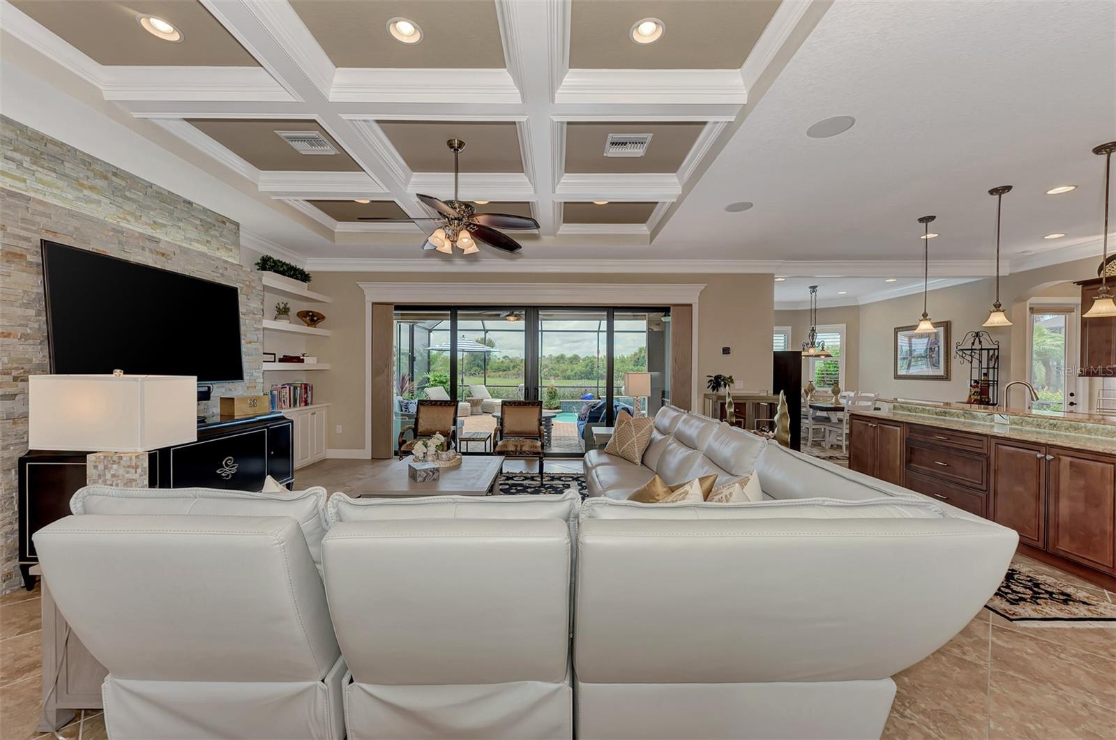 Hand designed and built beamed ceiling- master crafted by Fine-Line Carpentry - 10965 BULLRUSH DR, VENICE