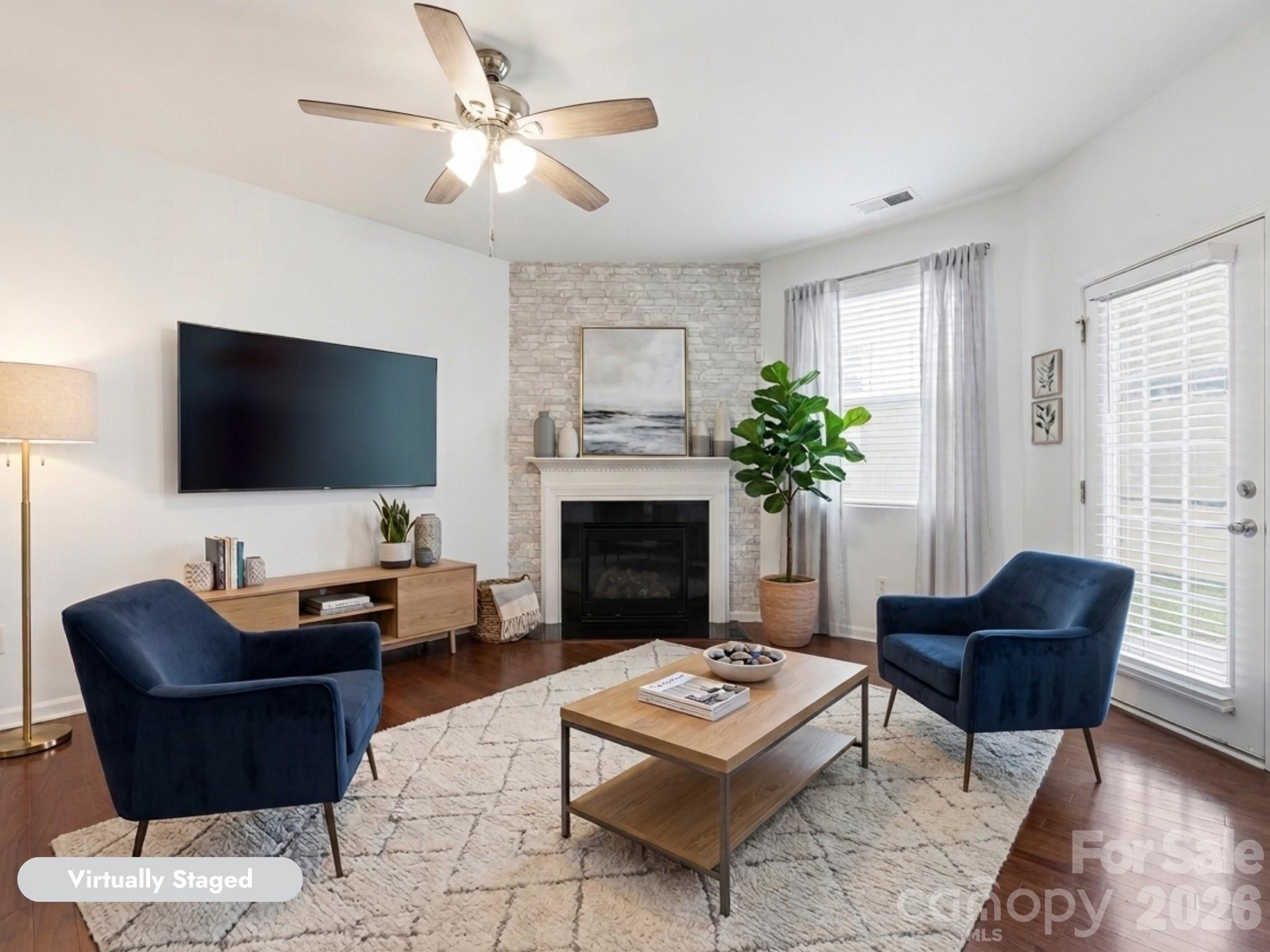 Living Room with Gas Fireplace - 7431 Calhoun Falls Drive, Rock Hill