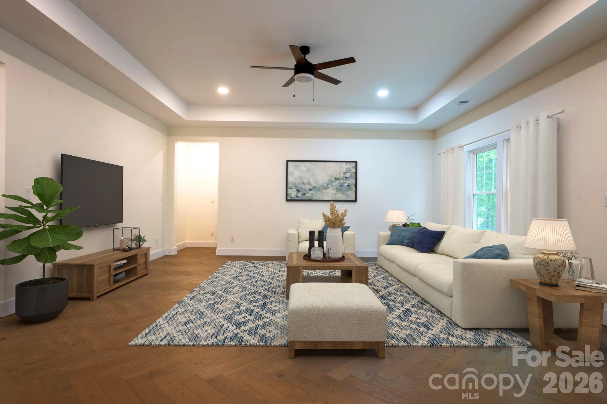 virtually staged living room - 11932 Crabapple Lane, Huntersville
