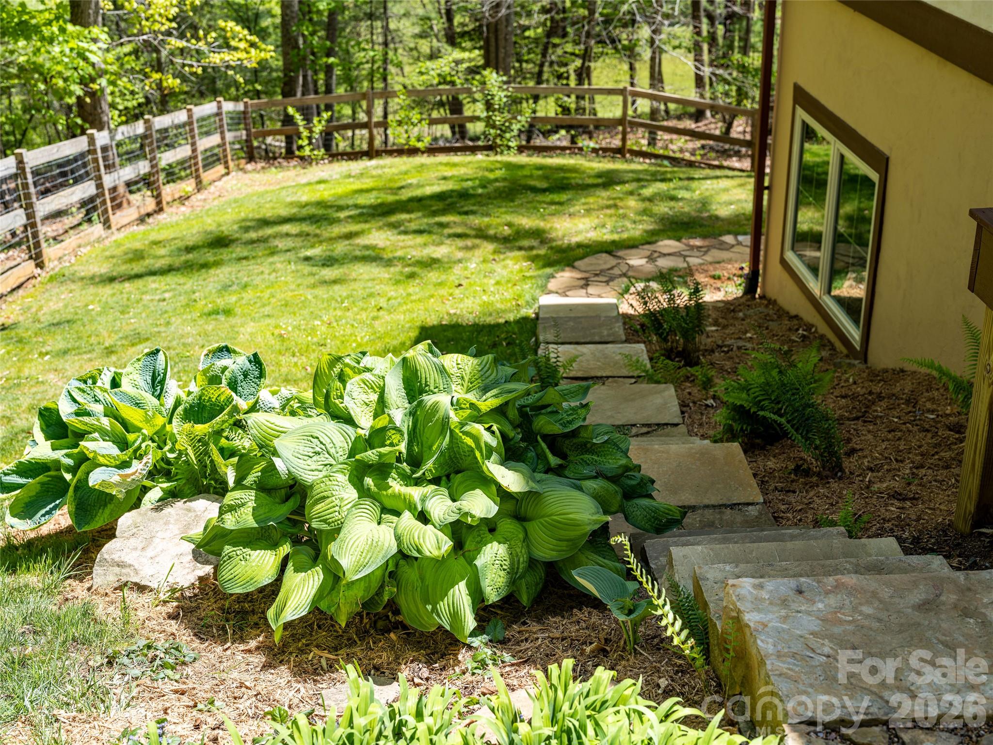 Stone steps to back yard area - 446 Amanda Drive, Mars Hill