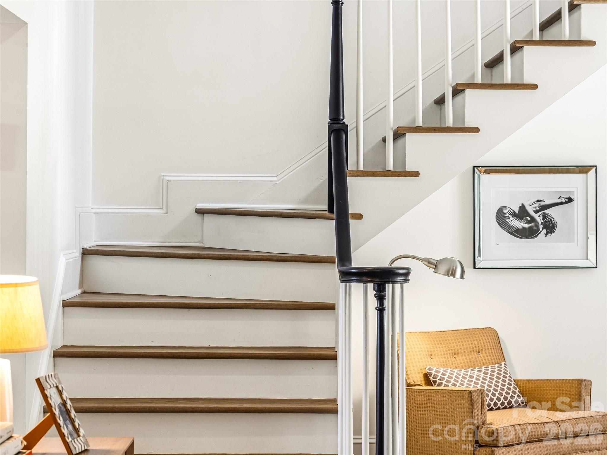 Beautifully restored original staircase. - 10 Kalimar Heights, Hendersonville