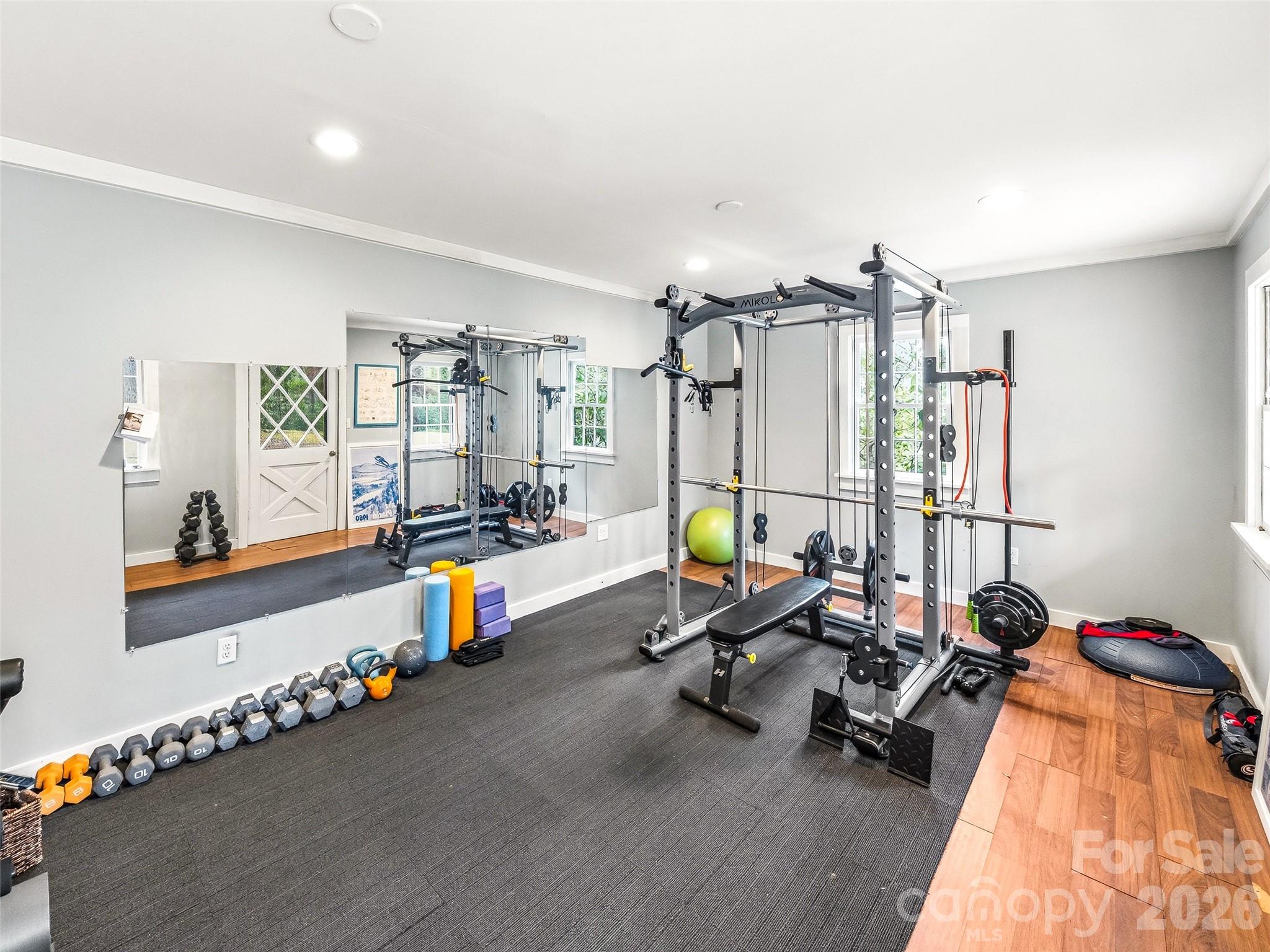 Inside of the outbuilding being used as a workout studio. - 10 Kalimar Heights, Hendersonville