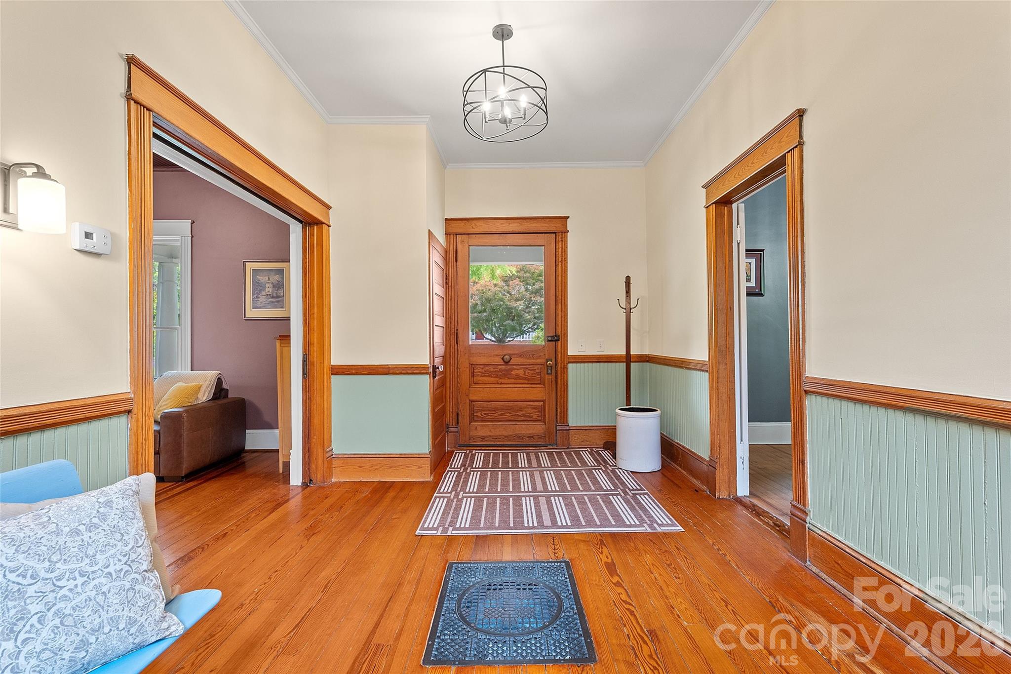 Classic Center Hall Colonial Foyer with period front door - 602 N Main Street, Davidson