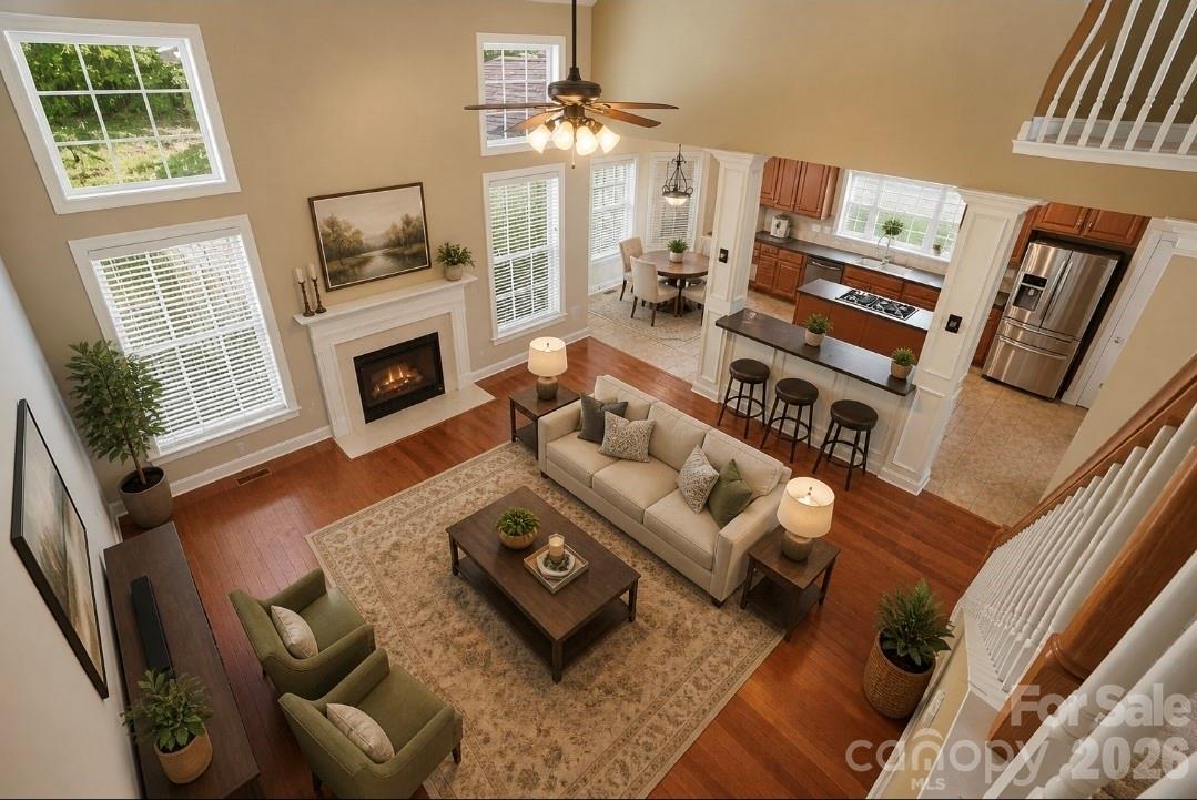 Virtually staged great room - 8108 Morehouse Drive, Waxhaw